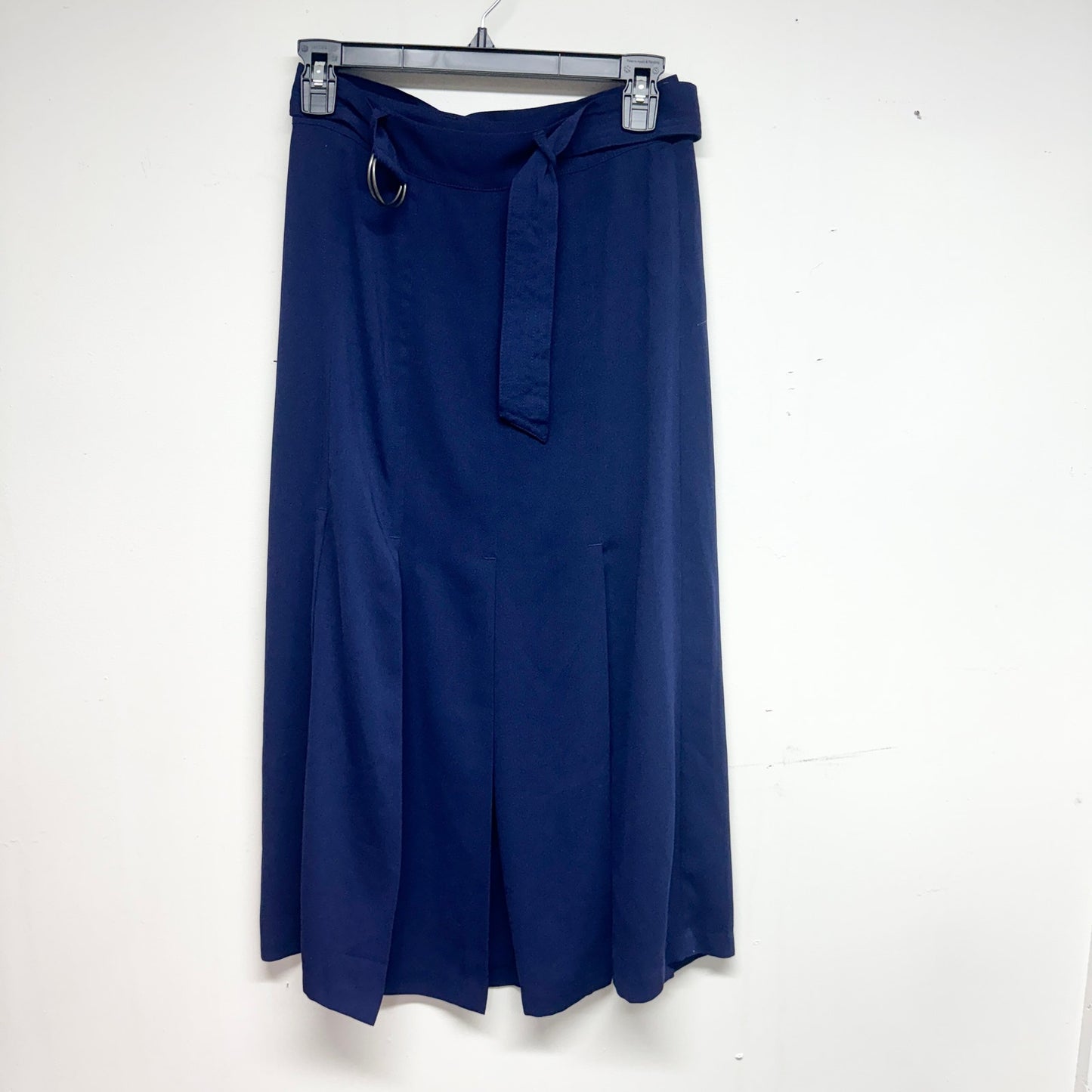 TROUVE Women Belted High Waisted Flared Multi Hemmed Midi Skirt Navy Blue XS