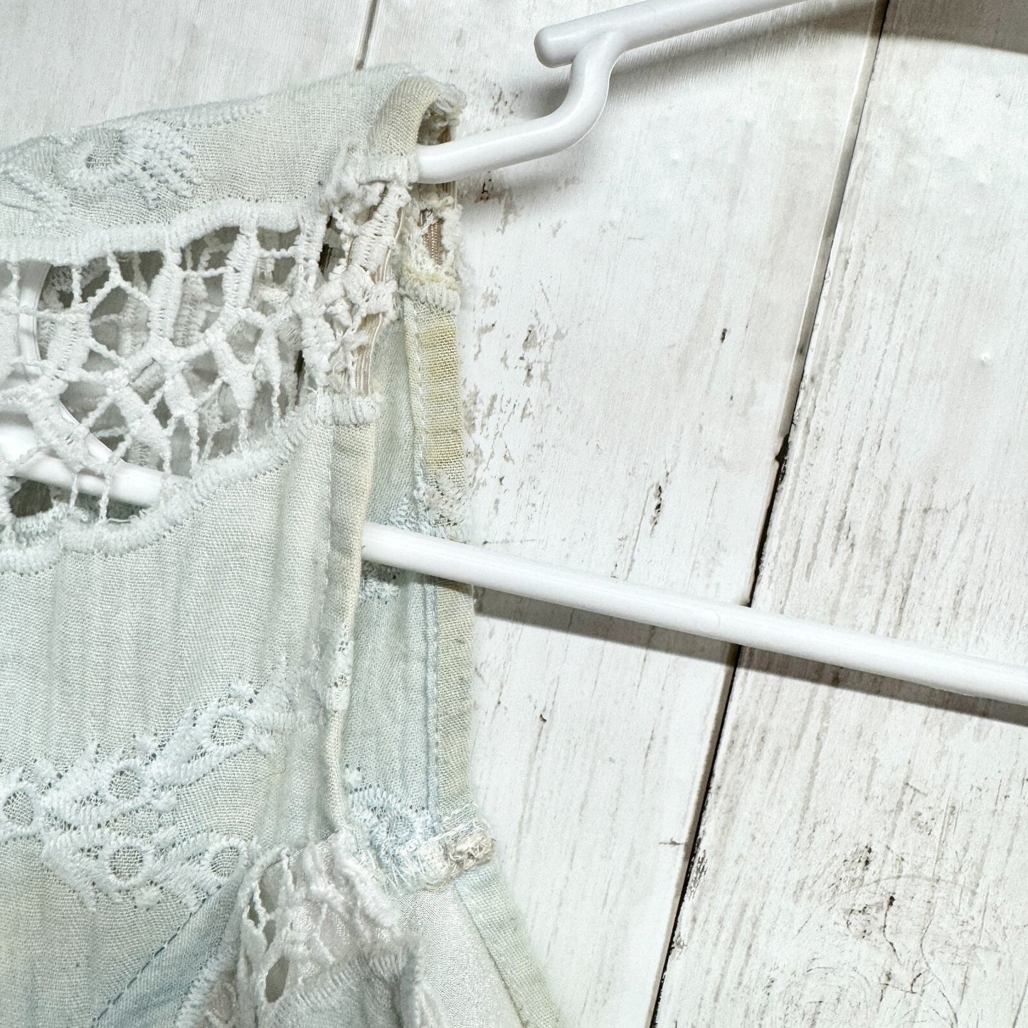 LUCYPARIS Dress Women Size S Blue & White Laced Short Sleeve Mini Spring Summer