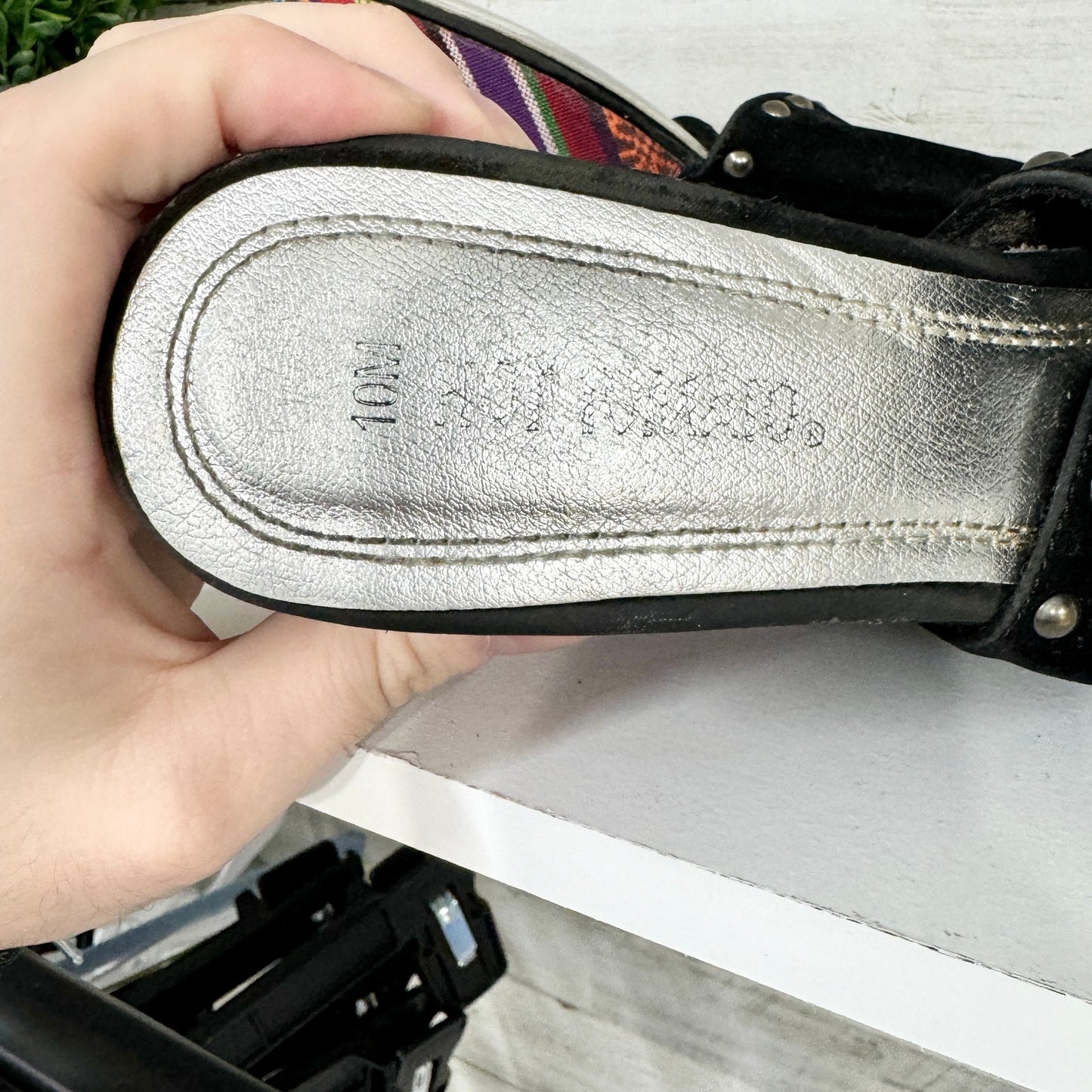 Hot Topic Y2K Wedge Shoes Women's Black Canvas Peep Toe Slip On Size 10