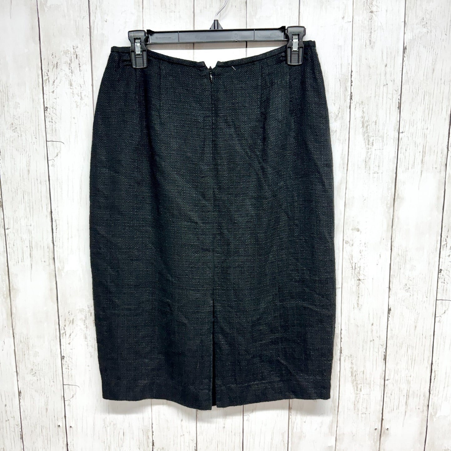 Lafayette 148 Skirt Women Size 6 Black Textured Midi Zip Closure Split Back Hem