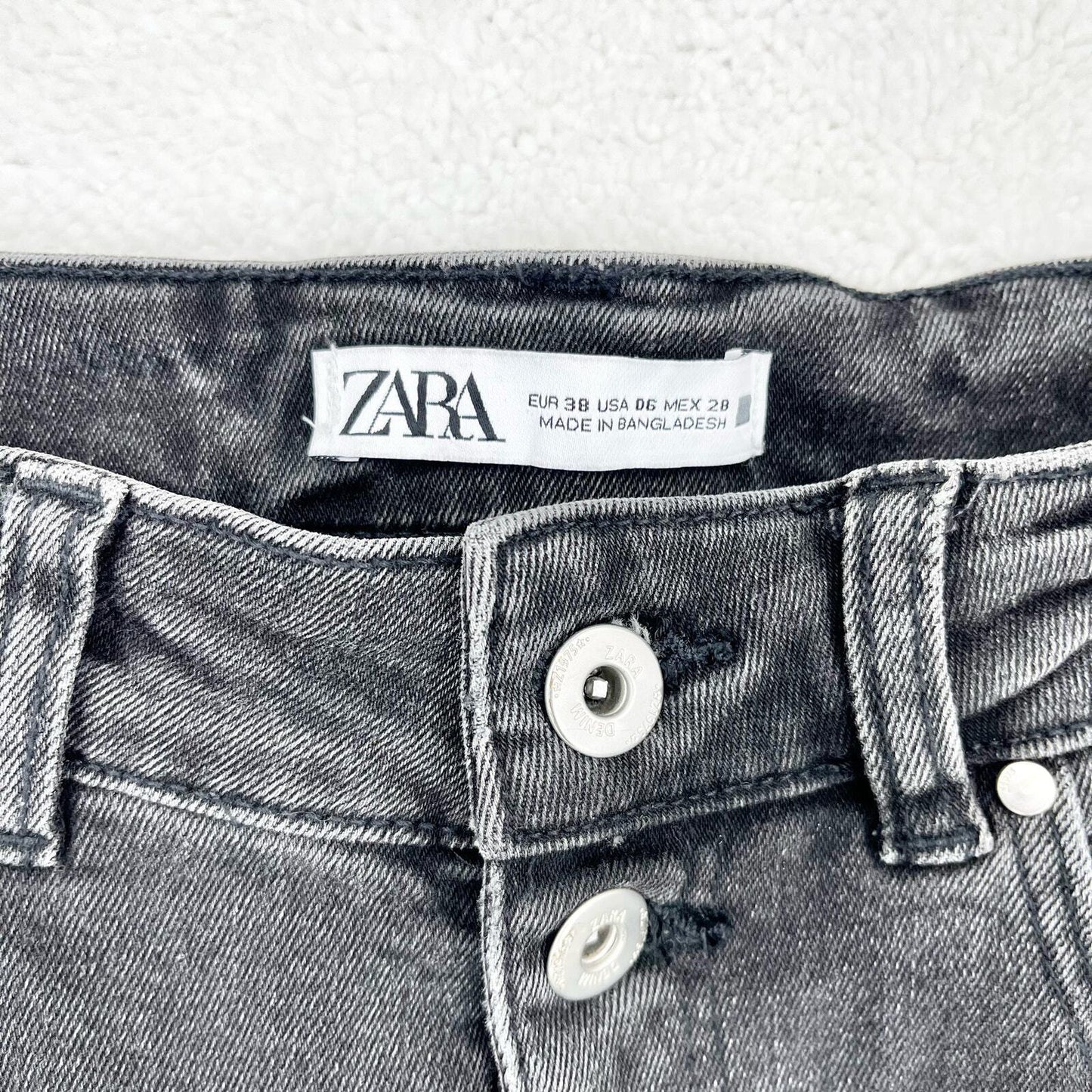 Zara Black Wash High Waisted Button Fly Skinny 5 Pocket Jeans Size 6