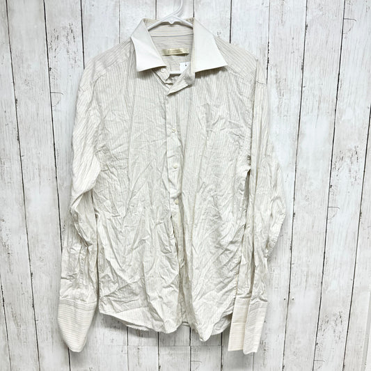 Brighton Shirt Men Size XL Off White Button Down Collared VTG Stripe Long Sleeve