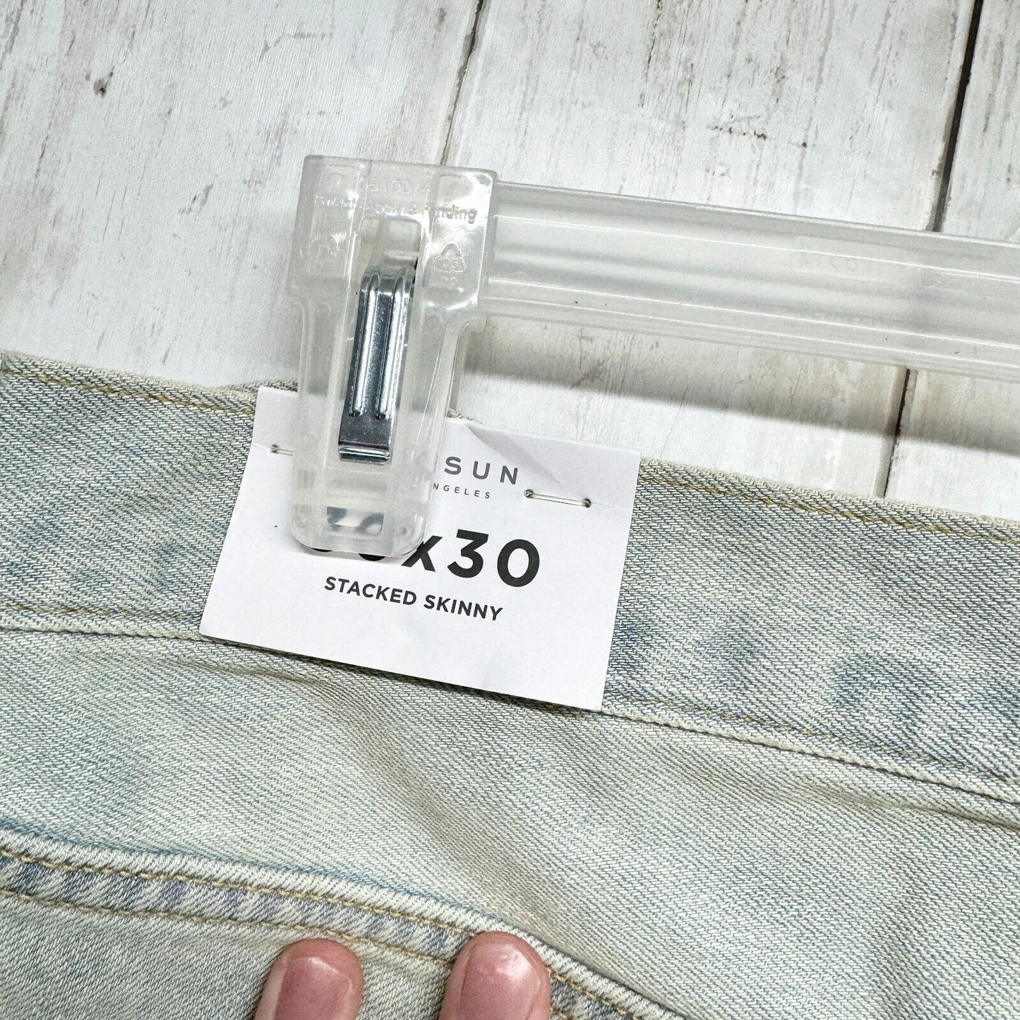 PACSUN Jeans Men Size 30X30 Light Wash Stacked Skinny Distressed Ripped 5 Pocket