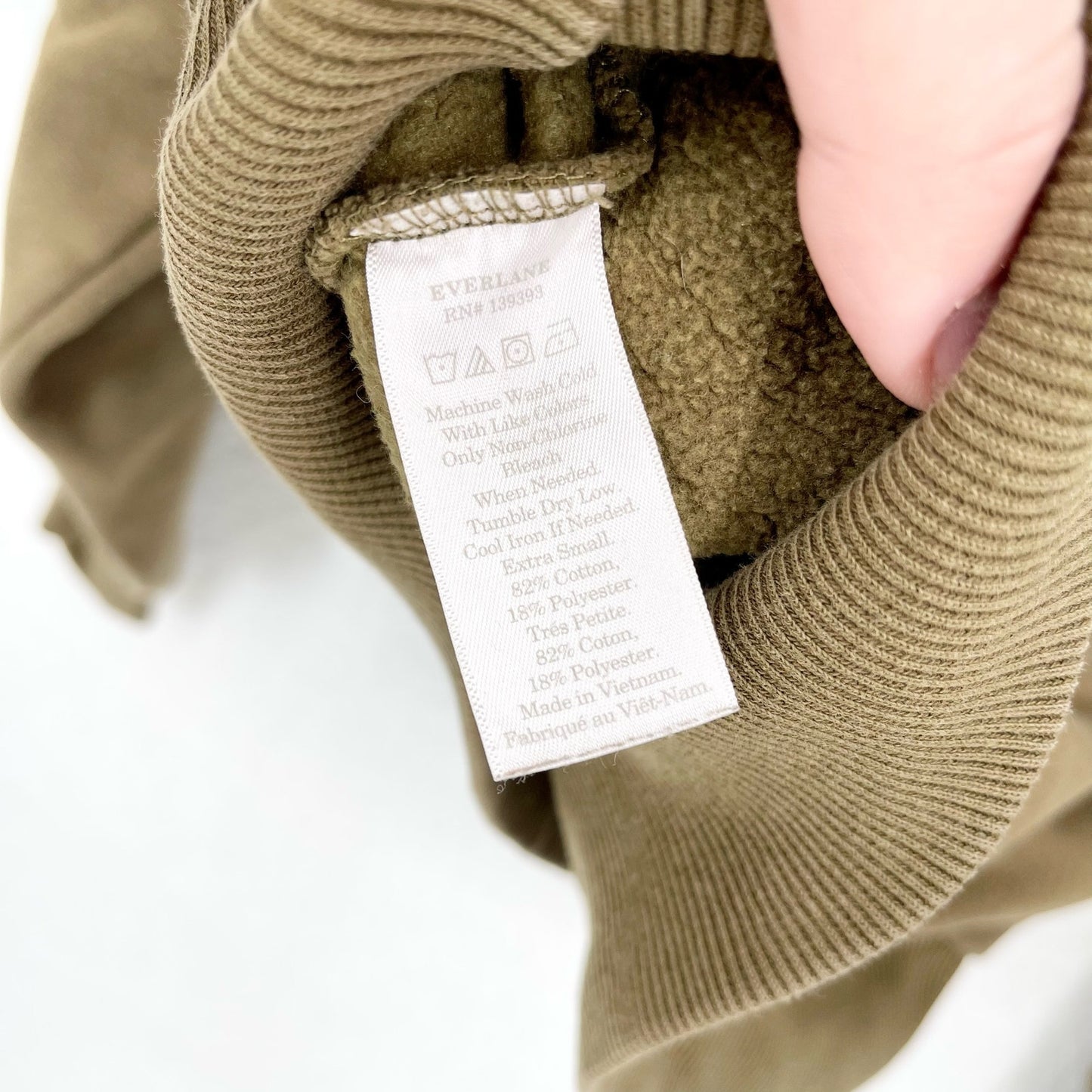 Everlane Women's Olive Green Long Sleeve Everyday Crewneck Sweatshirt Size XS