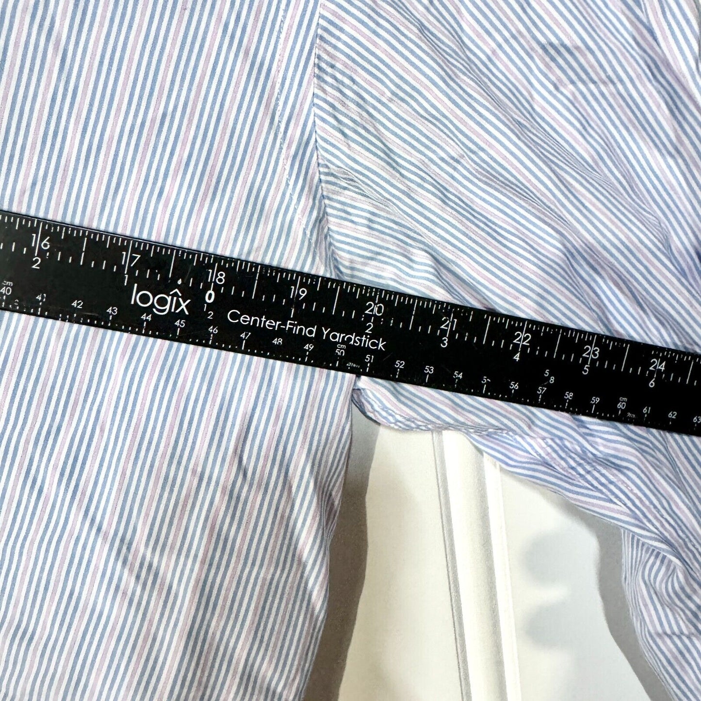 Thomas Pink Superfine Two Fold Blue Striped Long Sleeve Button Down- 15-33