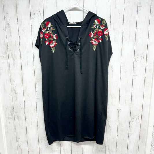 EE:SOME Dress Women Size L Sweater Mini Floral Striched Short Sleeve Laced Tie