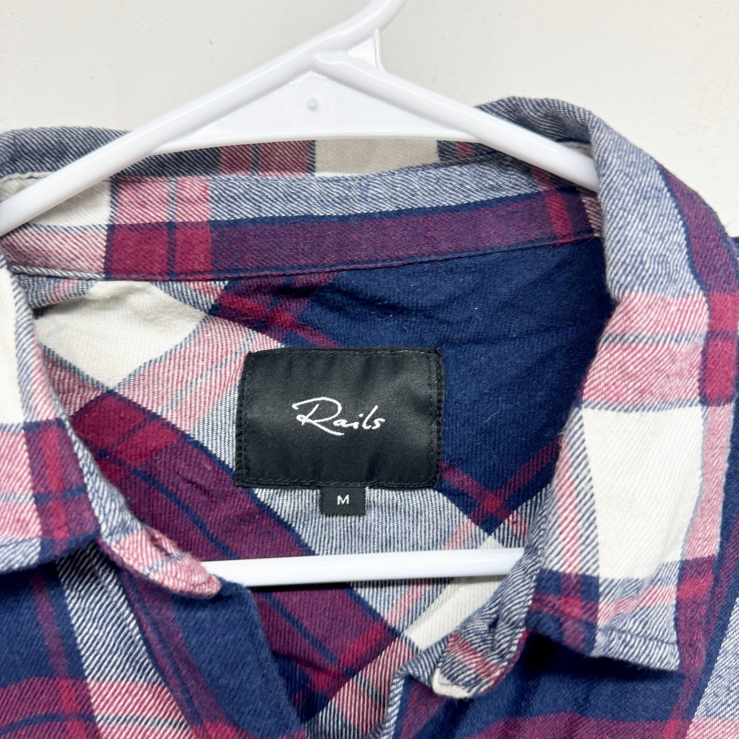 Rails Jackson Button Down Flannel Shirt Catalina Wine Red Blue White Plaid Top M
