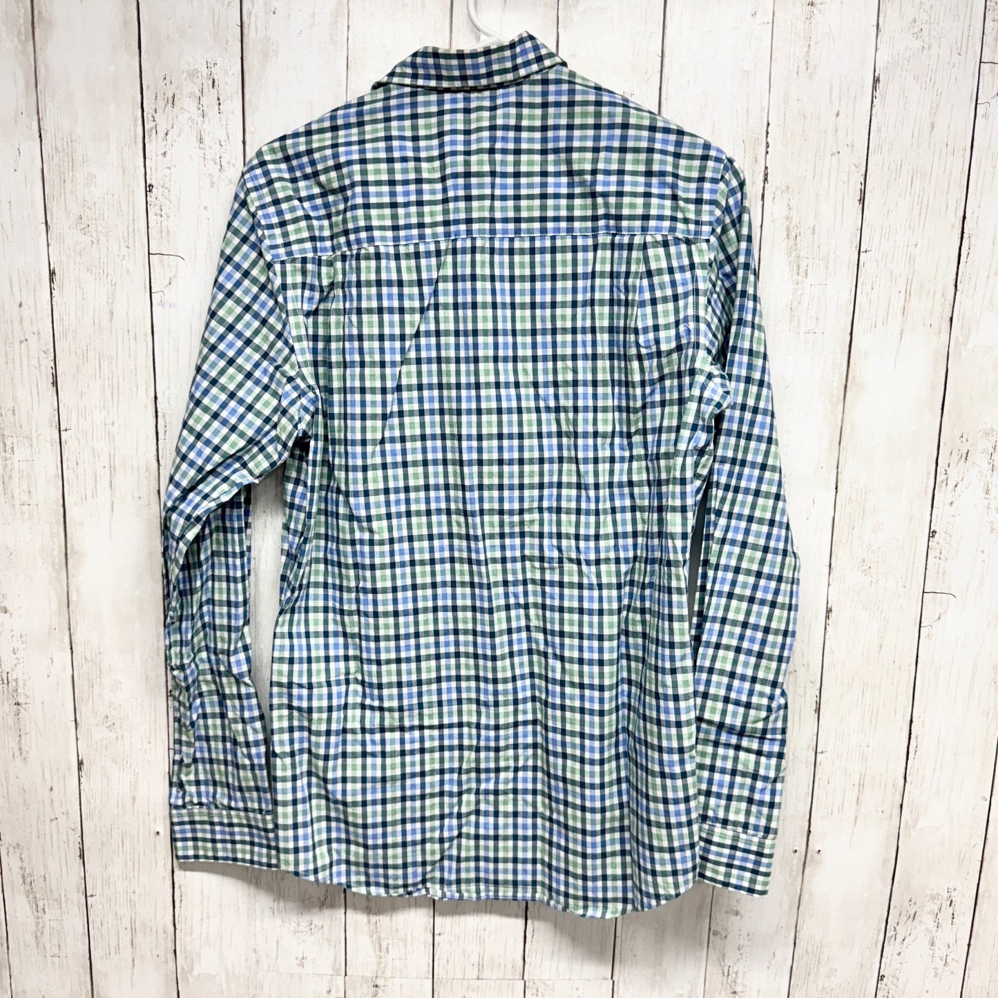 Van Heusen Shirt Men Size Small Slim Fit Collared Plaid Long Sleeve Button Down