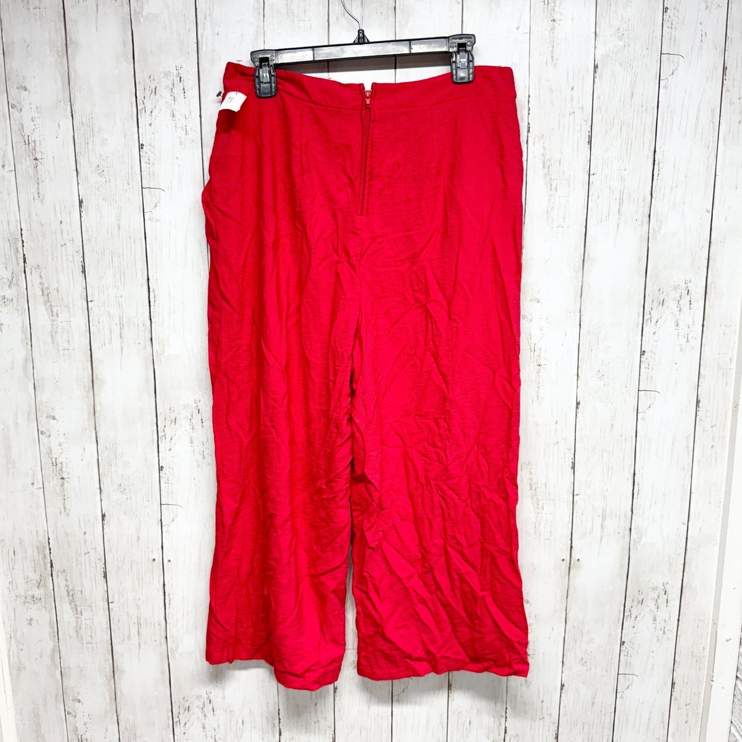 City Studio Pants Women Size 11 Red Crop Wide Leg Zip Back Casual Flared Pockets