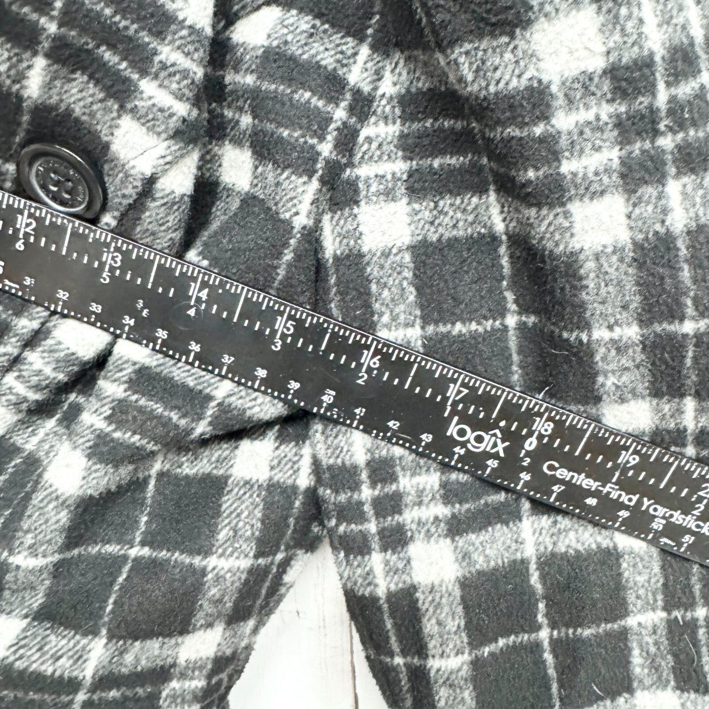 Y2K JouJou Jacket Women Size XS Plaid Hooded Peacoat Black White Button Pockets