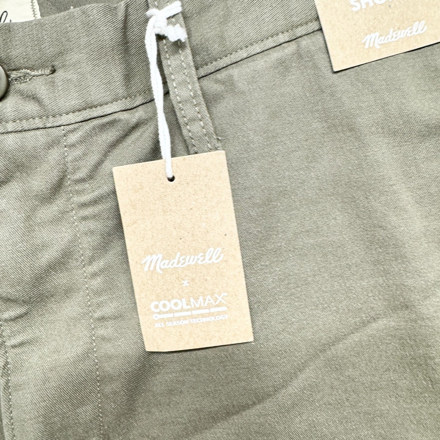 New Madewell Short Men Size 36 Brown 5" Chino Shorts Zip Fly Slash Pocket Preppy