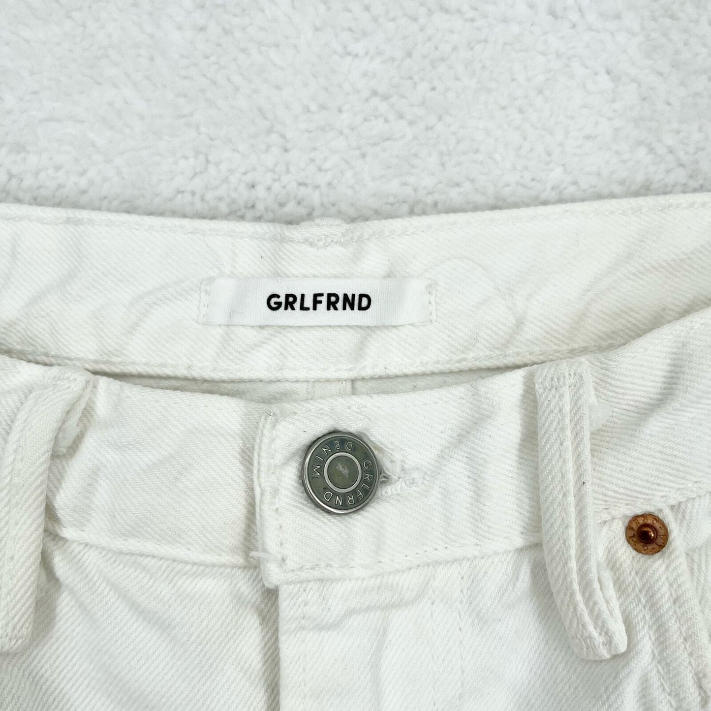 Grlfrnd Cheryl Ankle Skinny High Rise White Cotton 5 Pocket Jeans Size 28