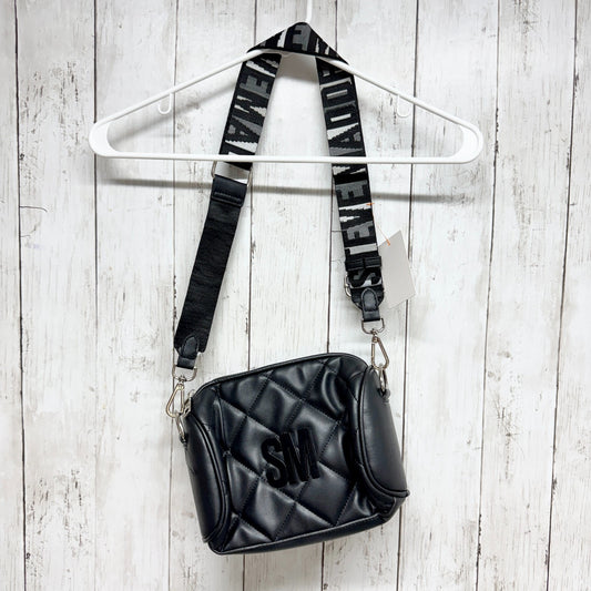 Steve Madden Cyndy Quilted Crossbody Bag Black Adjustable Strap Logo Casual