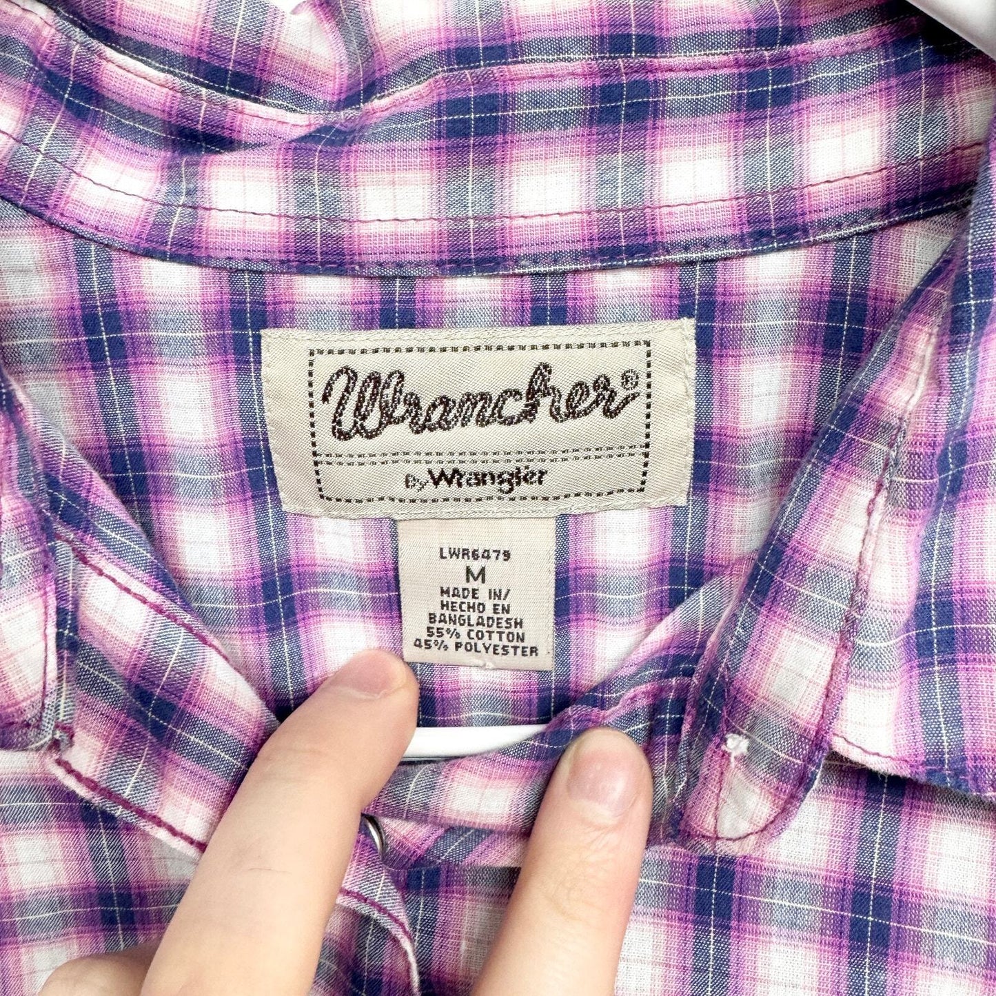 Wrangler Purple Pearl Snap Long Sleeve Plaid Button Down Size Medium