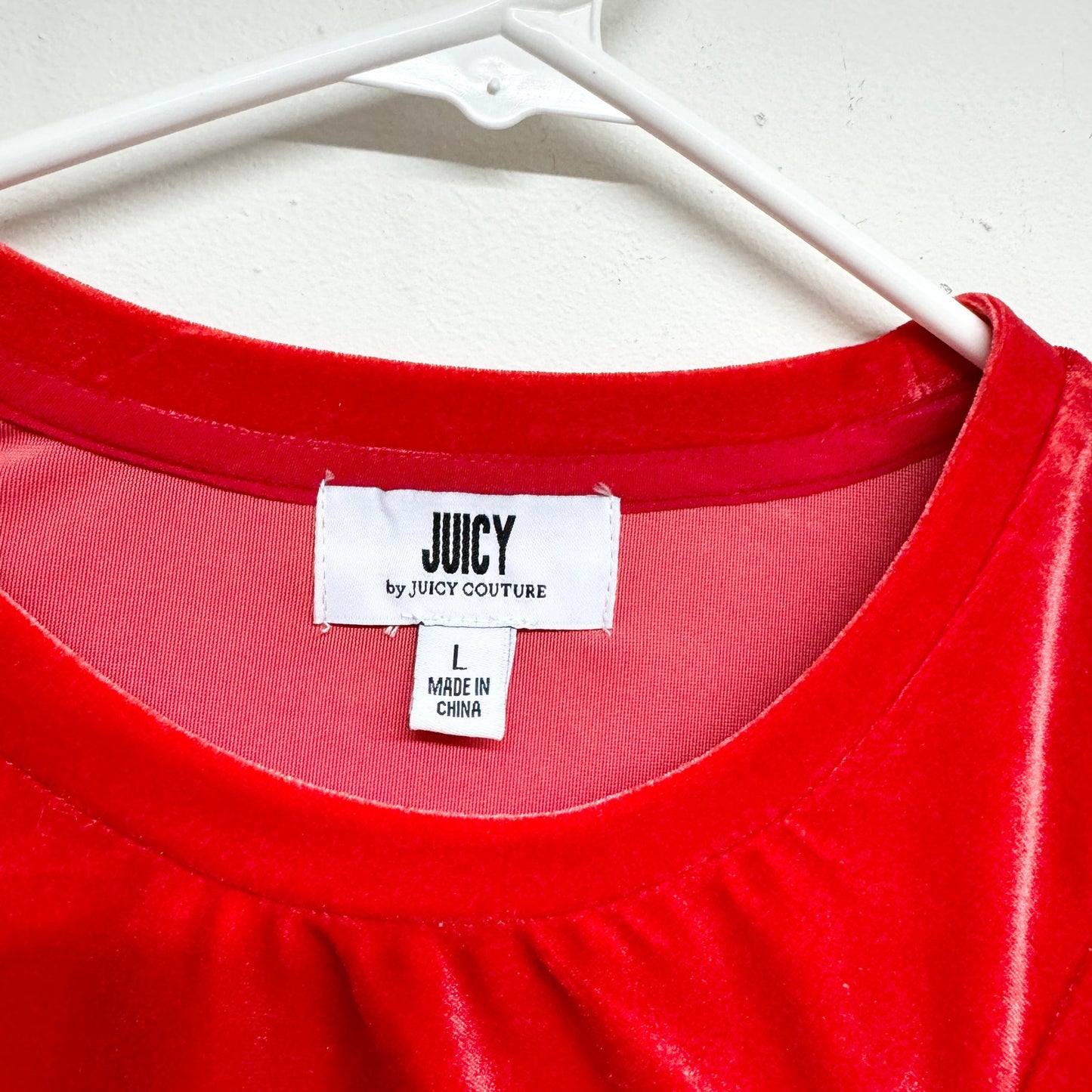 Juicy Couture Women Red Velvet Rutched Mini Dress Size Large