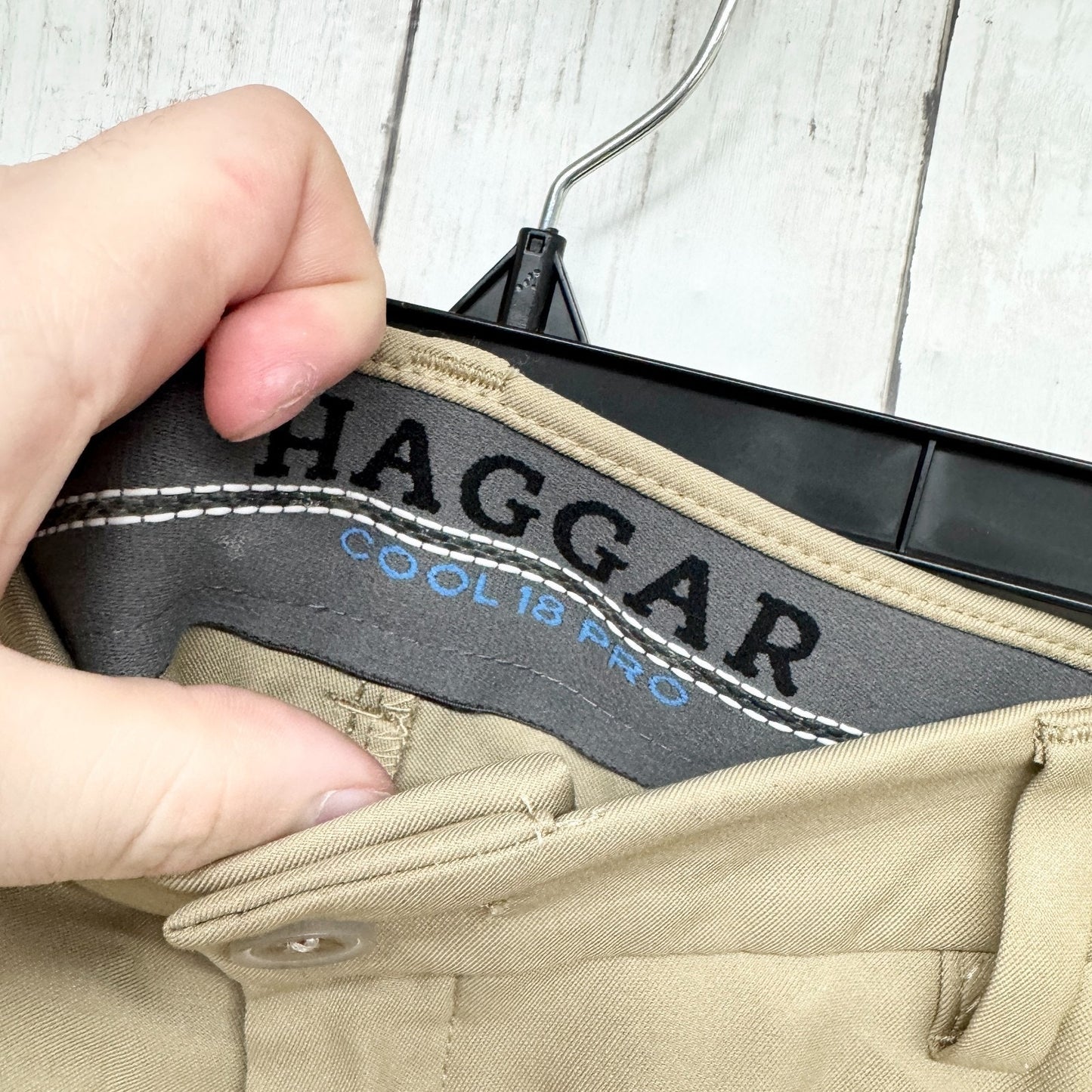 Haggar Pant Men Size 38W X 36L Tan Cool 18 Pro Straight Fit Comfort Stretch NWT