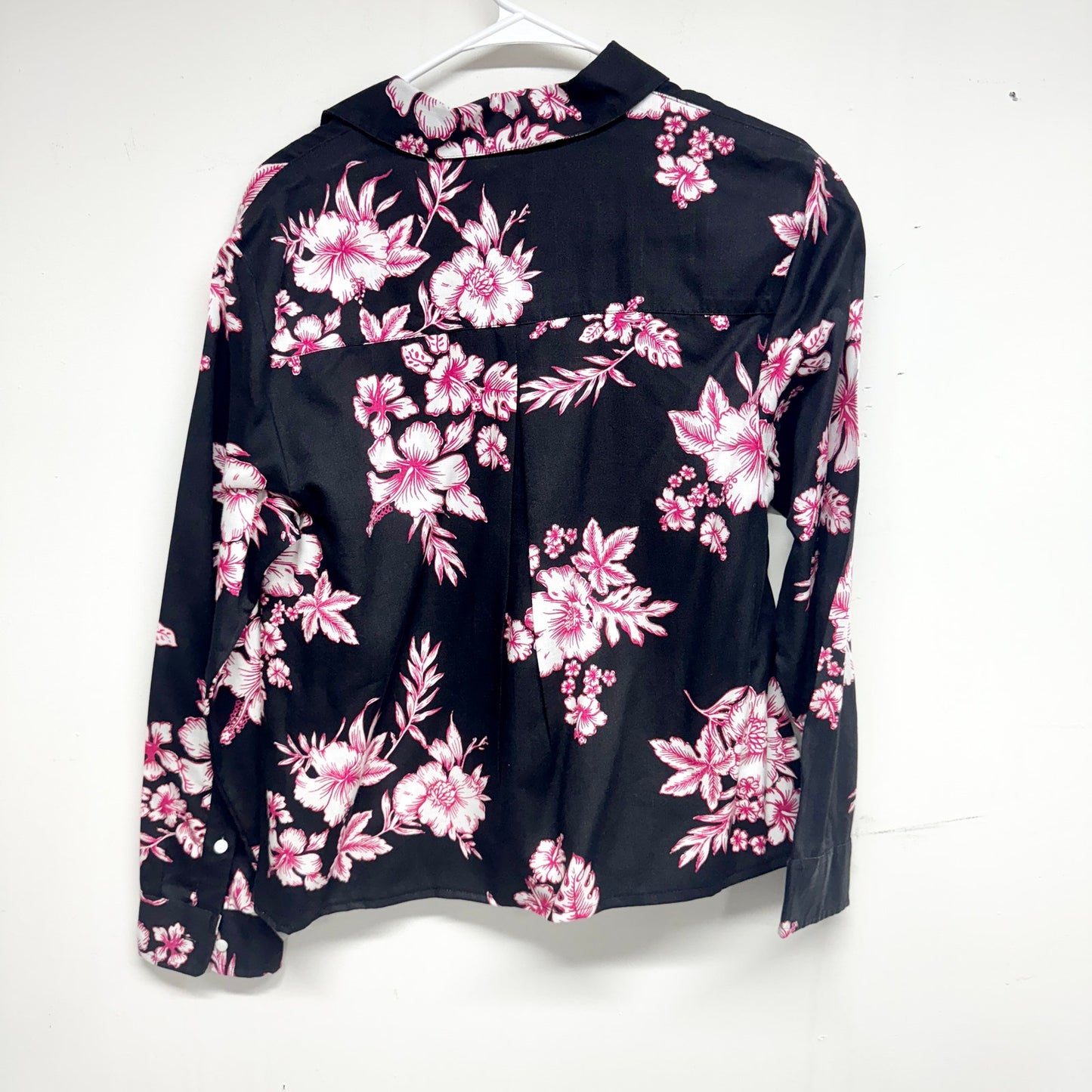 Soft Surroundings Women's Tencel Hibiscus Floral Button Down Tunic Shirt Top PL