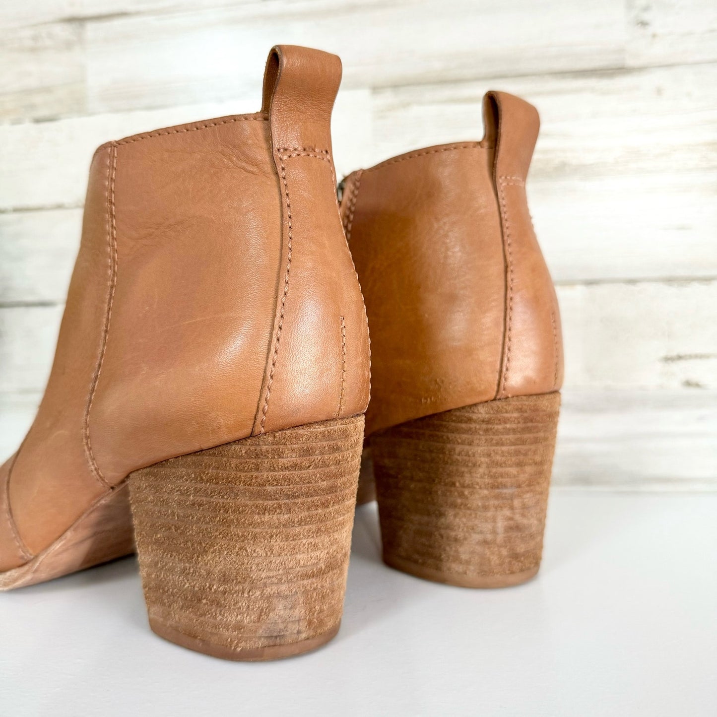 Madewell Women The Billie Brown Side Zipper Leather Ankle Bootie Size 8