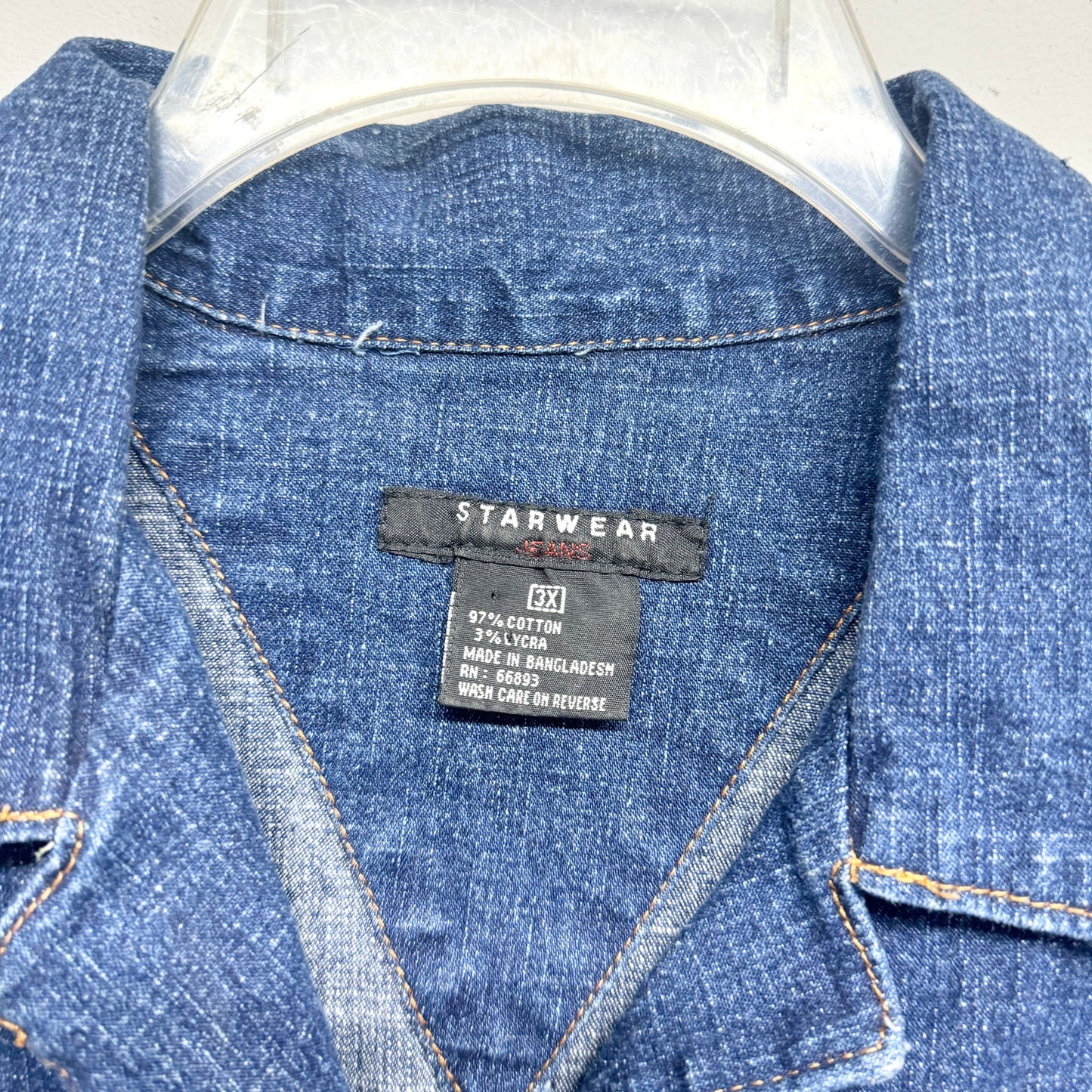 Vtg STARWEAR DENIM 80's Jumpsuit Romper Blue Jean Belted Short Sleeve 3X
