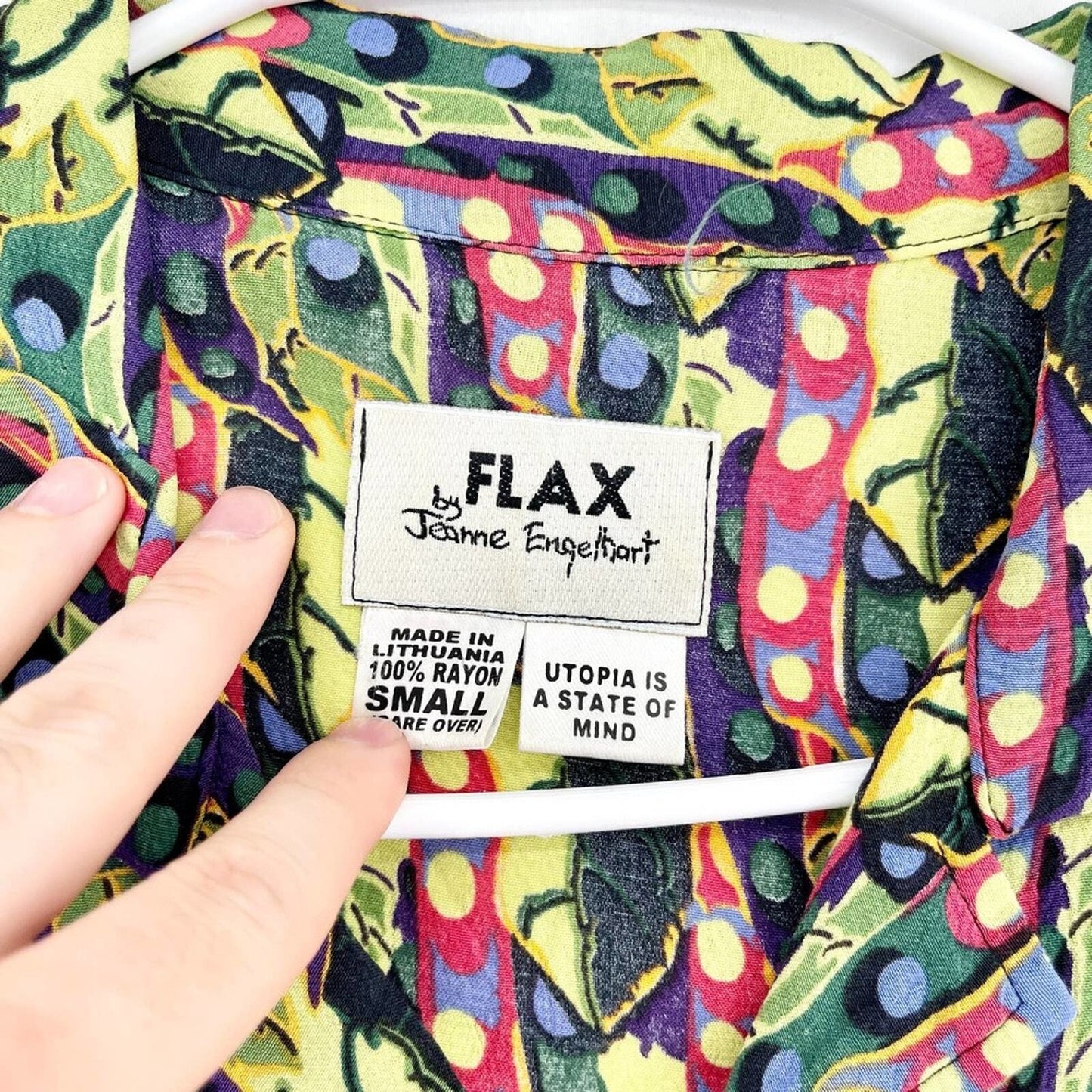 Flax 100% Rayon Multi Geometric Button Up Mini Dress Size Small