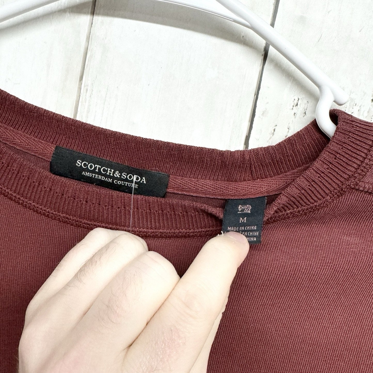 SCOTCH & SODA Sweater Men Size M Crewneck Long Sleeve Red Cotton Straight Hem