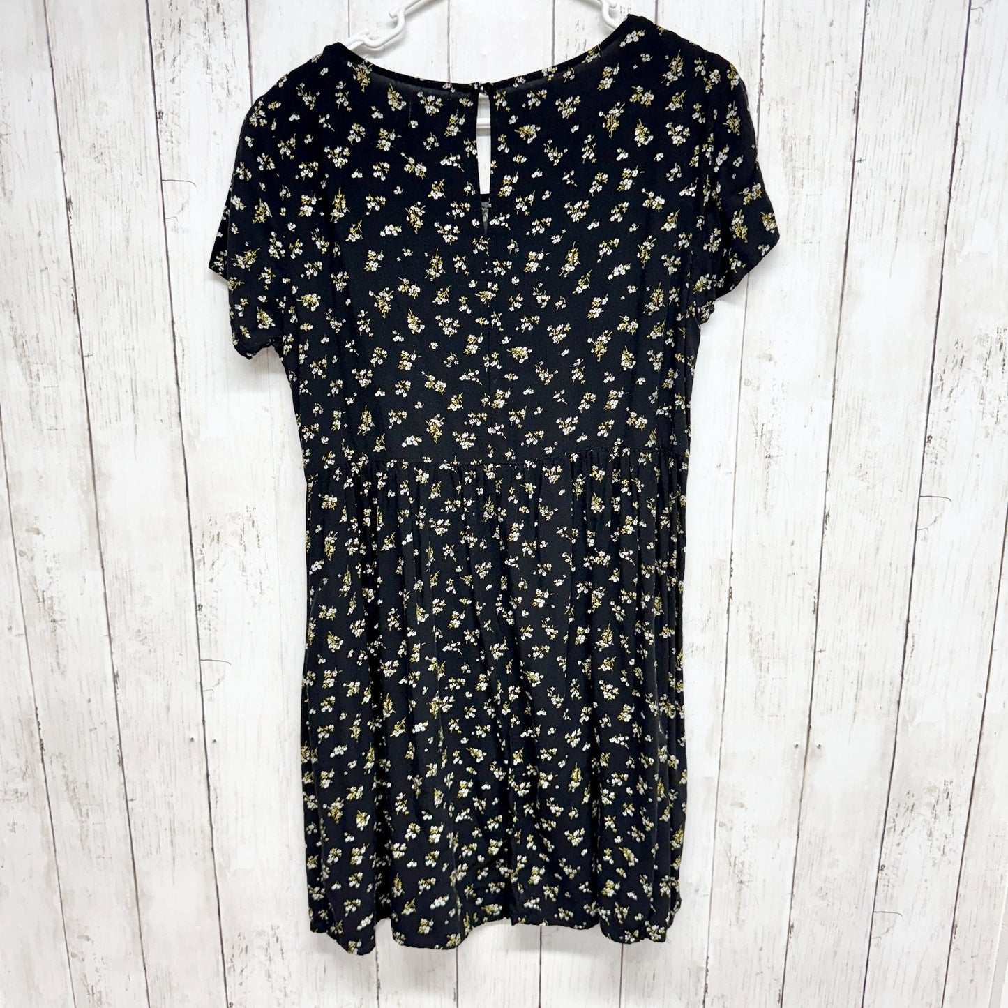 Old Navy Dress Women Size Medium Black Dainty Floral Short Sleeve T-Shirt Mini