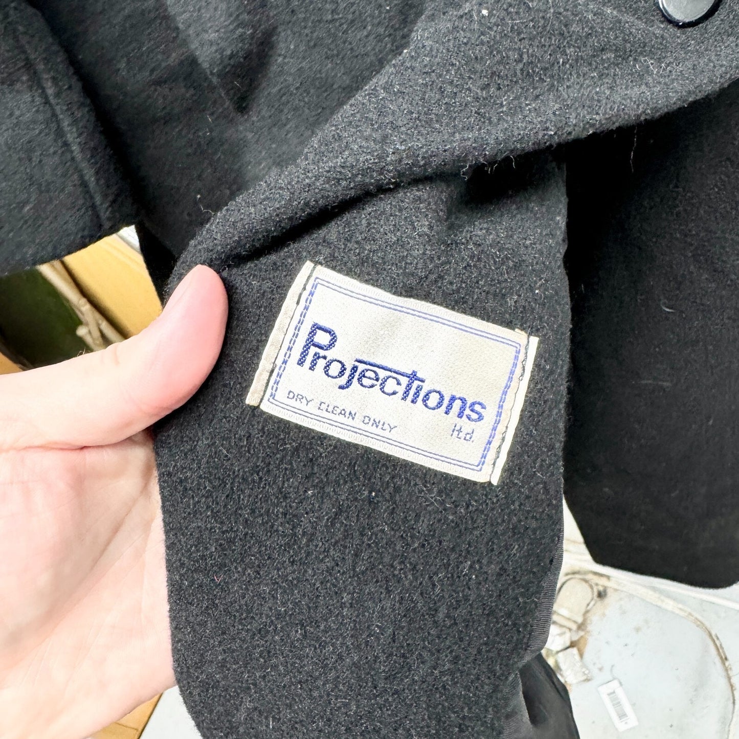 Vintage Projections Coat Women Black Peacoat Button Front Outdoor Winter Weather