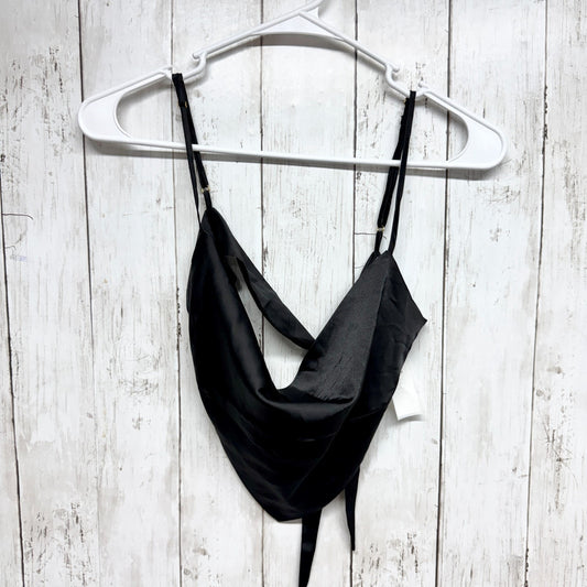 Danielle Bernstein Blouse Women Size Small Black Satin Tie Sleeveless Crop Tank