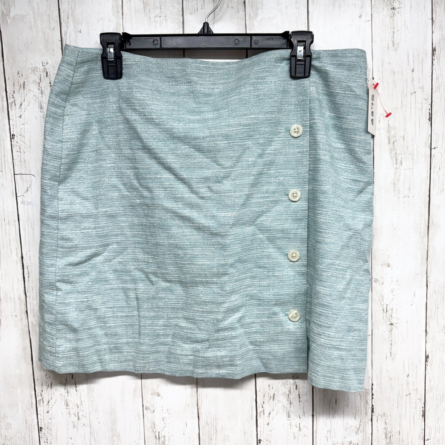 ASOS Skirt Women Size 14 Light Blue Linen Blend Mini Side Button Zip Back Preppy