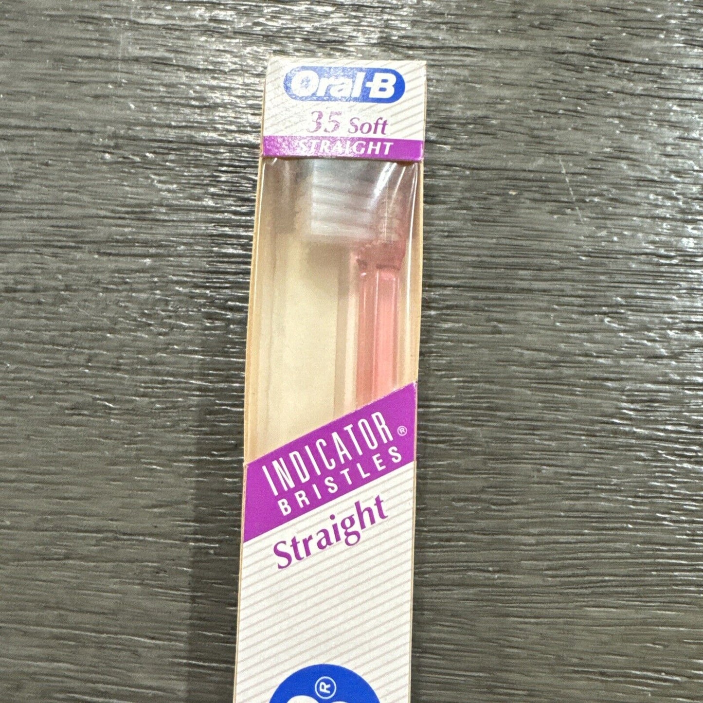 Vintage Oral-B 35 Toothbrush 1980s USA Soft Adult Tooth-Gum Brush Bristles Pink