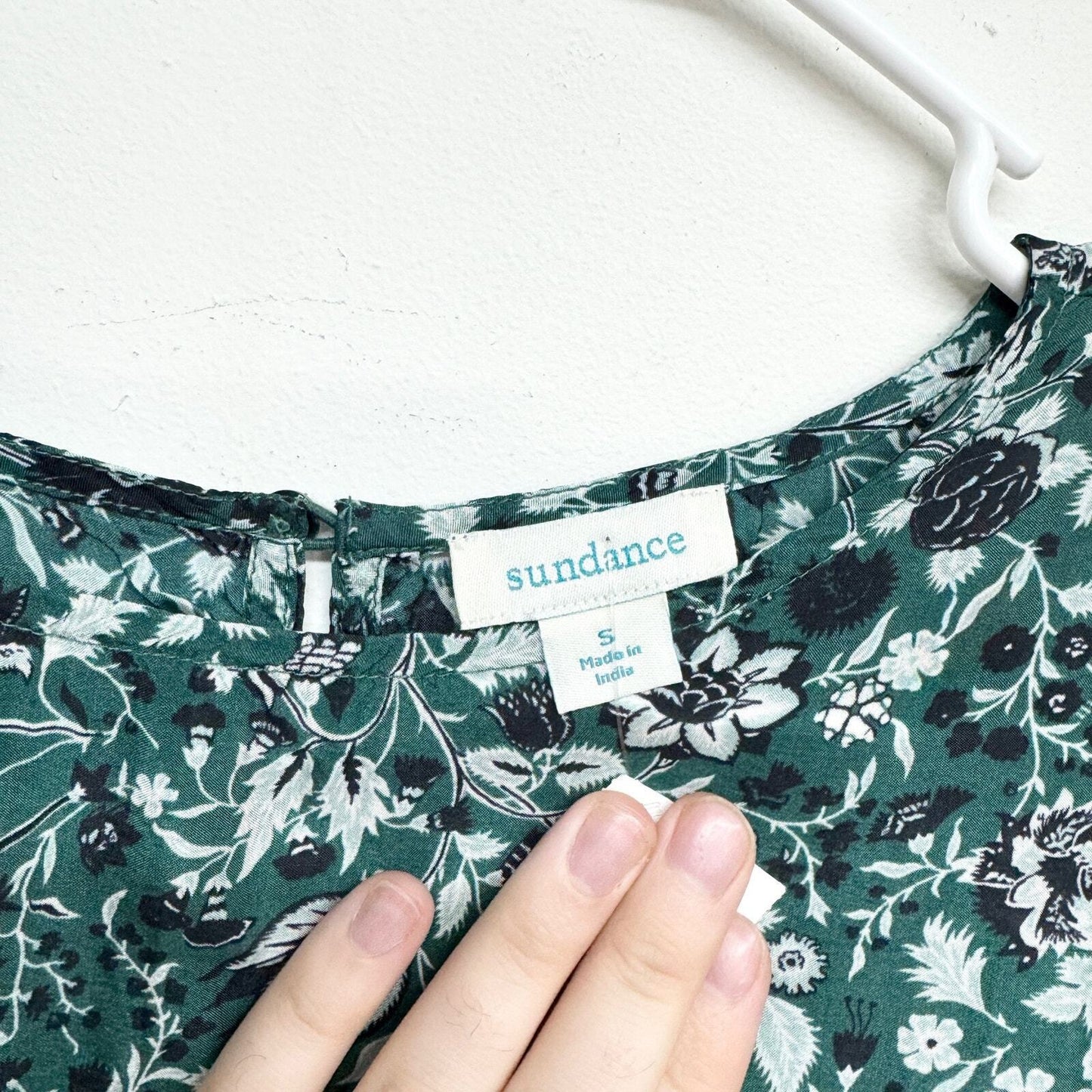 SUNDANCE Dress Women Size Small Otillie Green Floral Long Sleeve Boho Flared