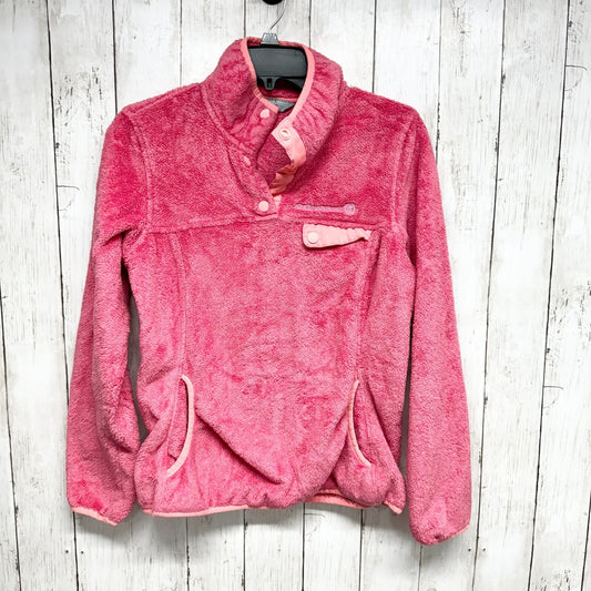 Free Country Pullover Women Small Pink Collared Button Fleece Kangaroo Pocket
