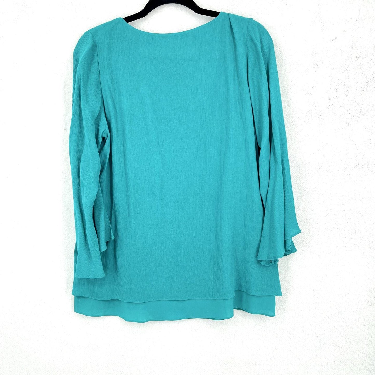 SOFT SURROUNDING Top Women Size PS Blouse Bell Sleeve Flowy Sleeve Turquoise