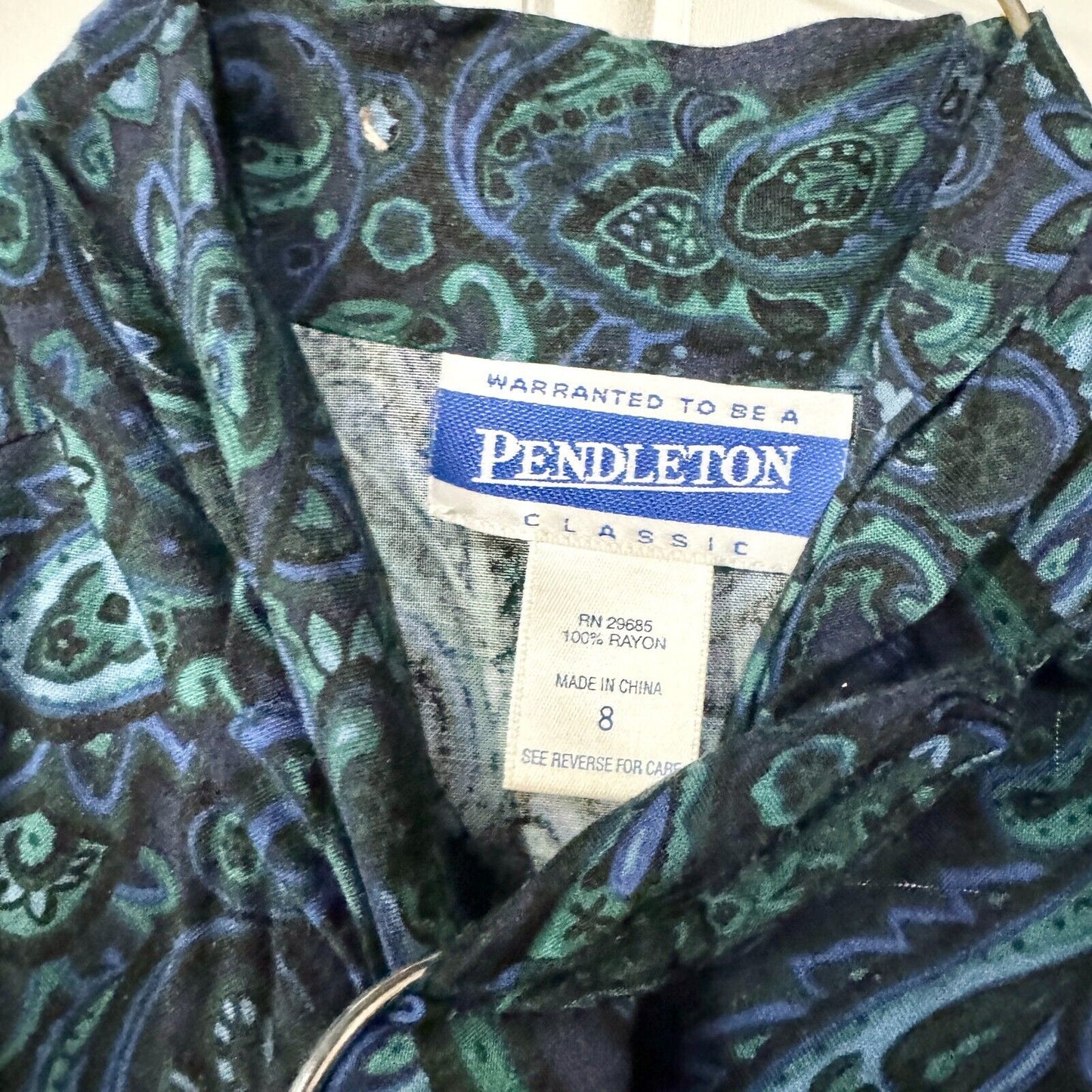 Vintage Pendleton Plaid Rayon Skirt + Button Shirt Suit Set Size 8