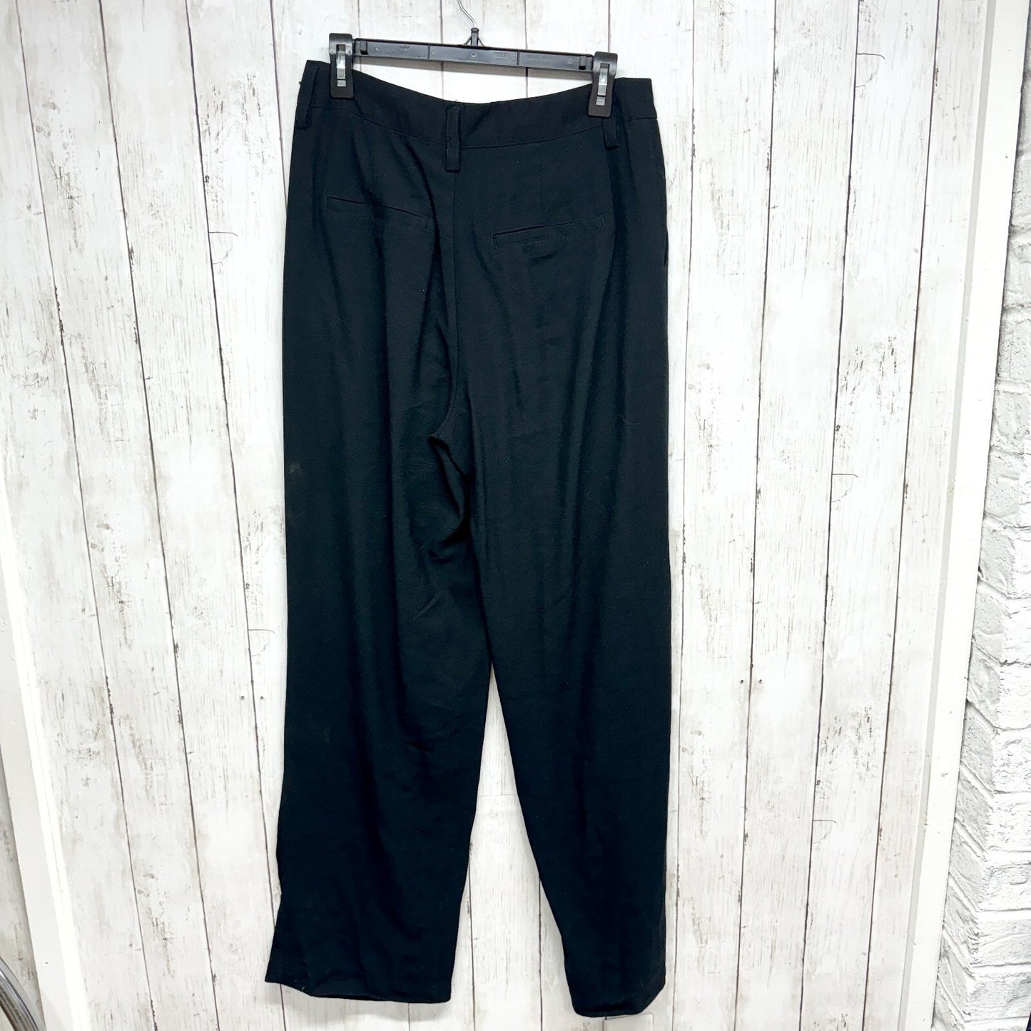 A New Day Pants Women Sz 8 Black Straight Trousers Pleated Front Pockets Zip Fly