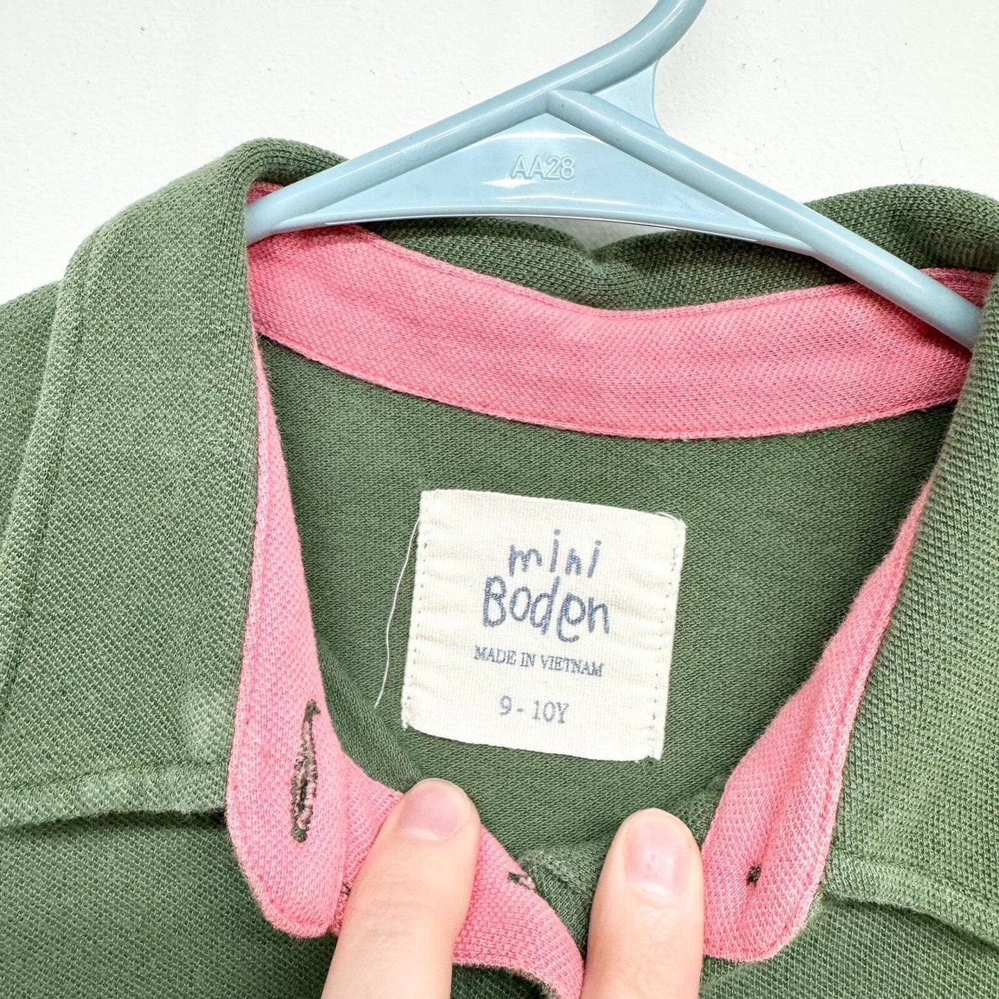 Mini Boden Green Collared Horse Farm Summer Polo Girls 9-10Y