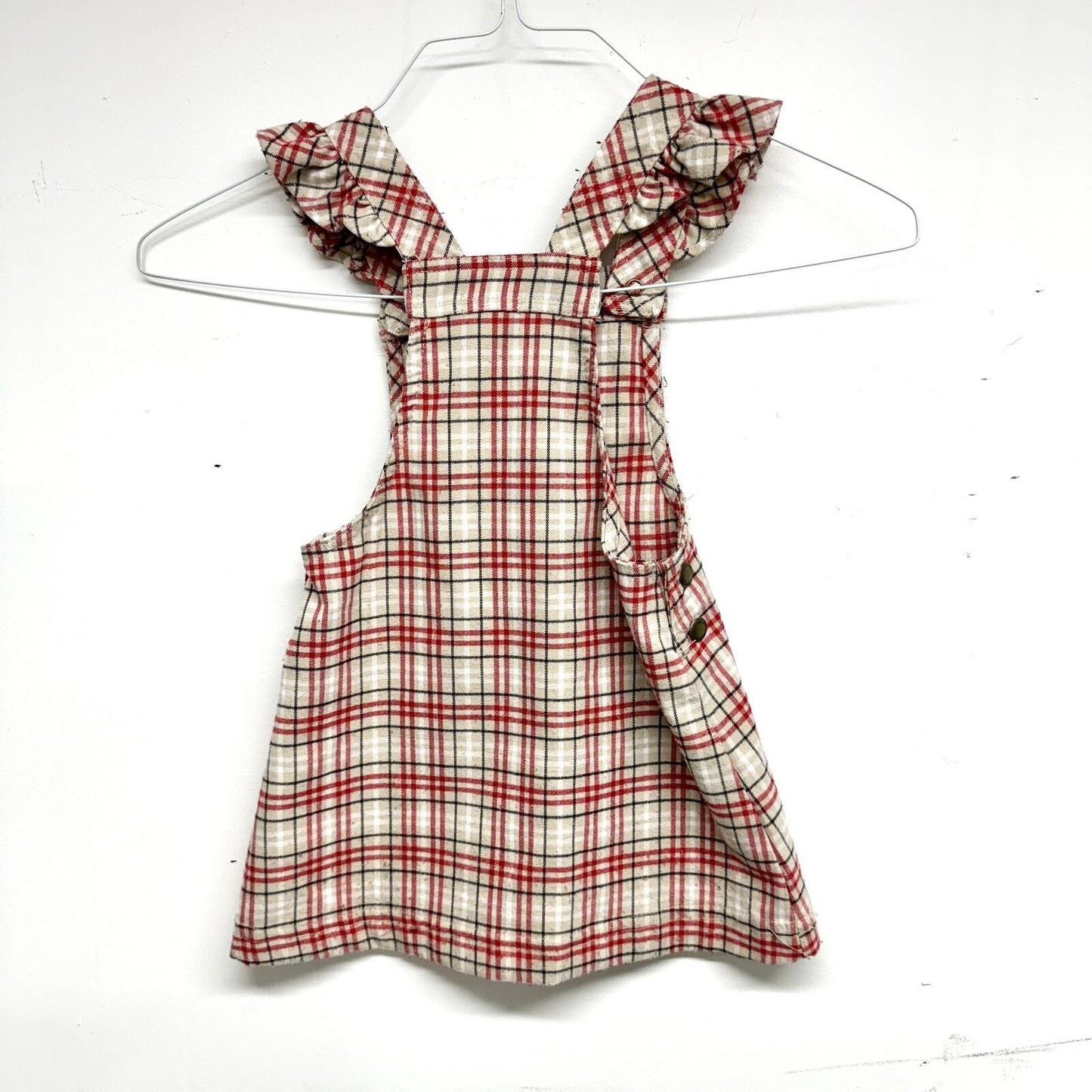 Max Studio Holiday Plaid Outfit Button Overall Dress Girls Size 3T