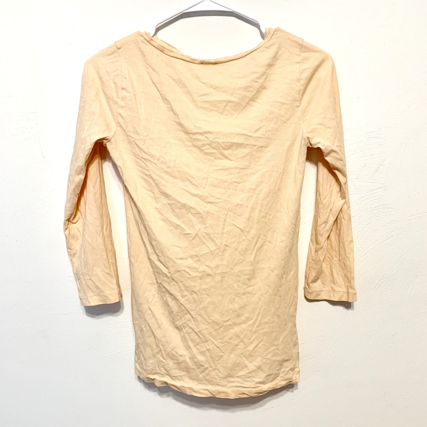 J.CREW Shirt Women Size XS Blouse 100% Cotton Pale Orange 3/4 Sleeve V Neck