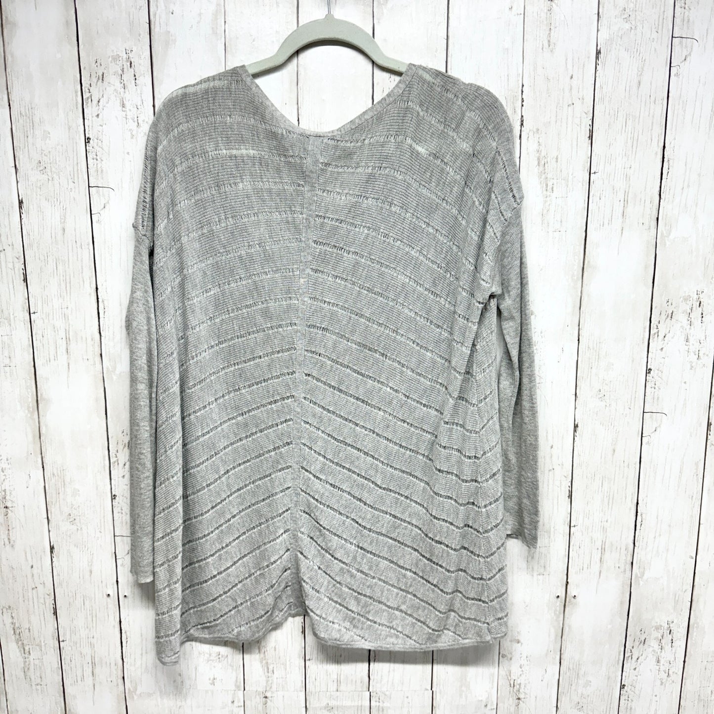 EILEEN FISHER Sweater Women Sz Small V Neck Long Sleeve Textured Tunic Top Grey