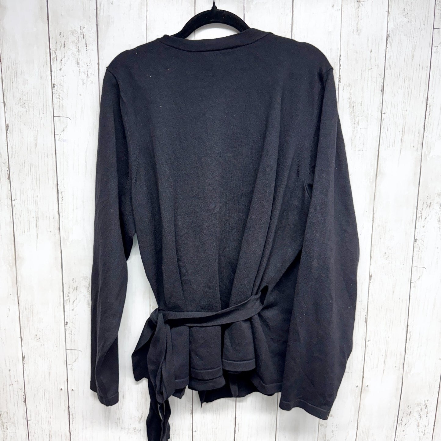 Lane Bryant Sweater Women Size 22/24 Wrap Tie Black Knotted Cardigan V-Front