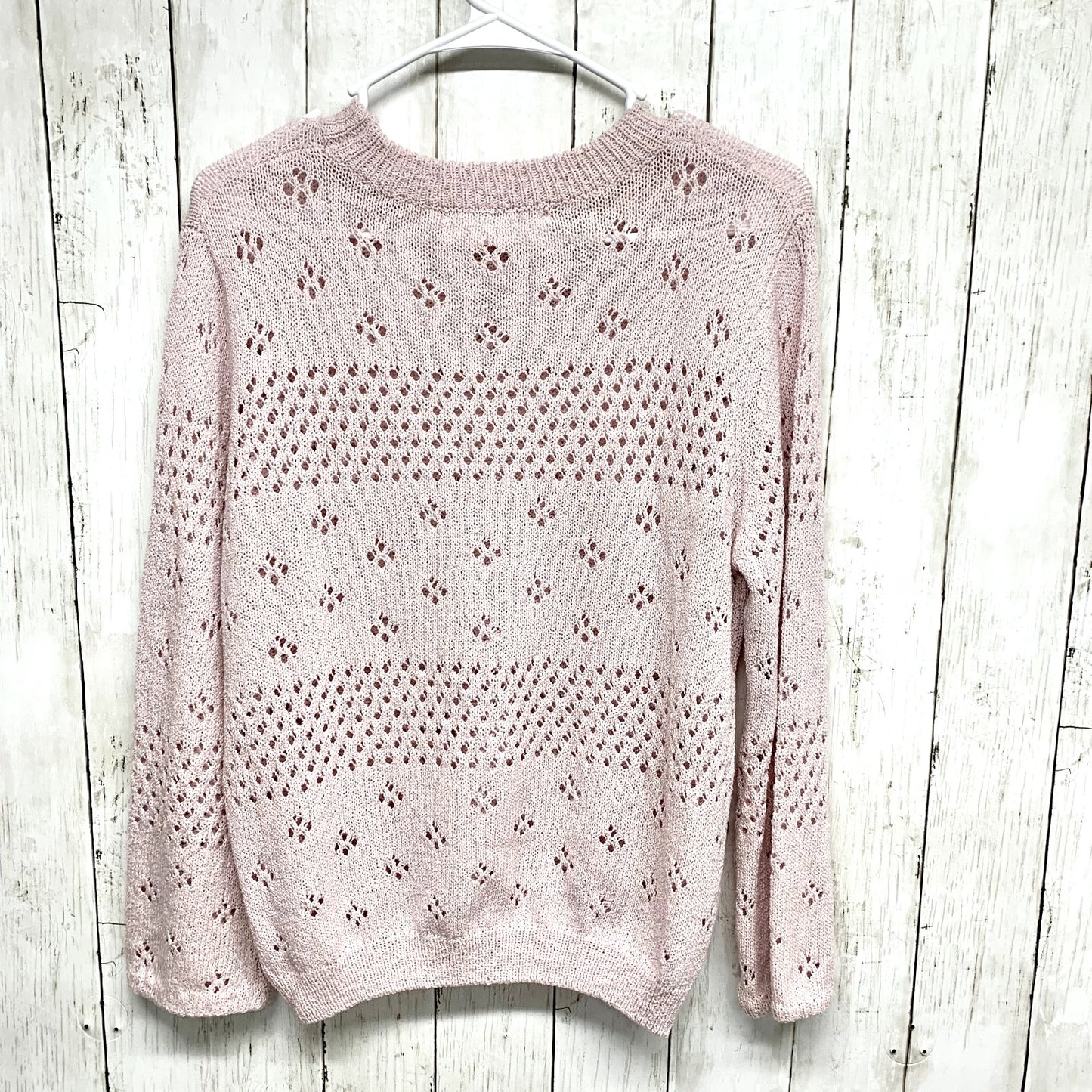 ASTR The Label Sweater Women M Pink Lavender Belle Pointelle Perforated Floral