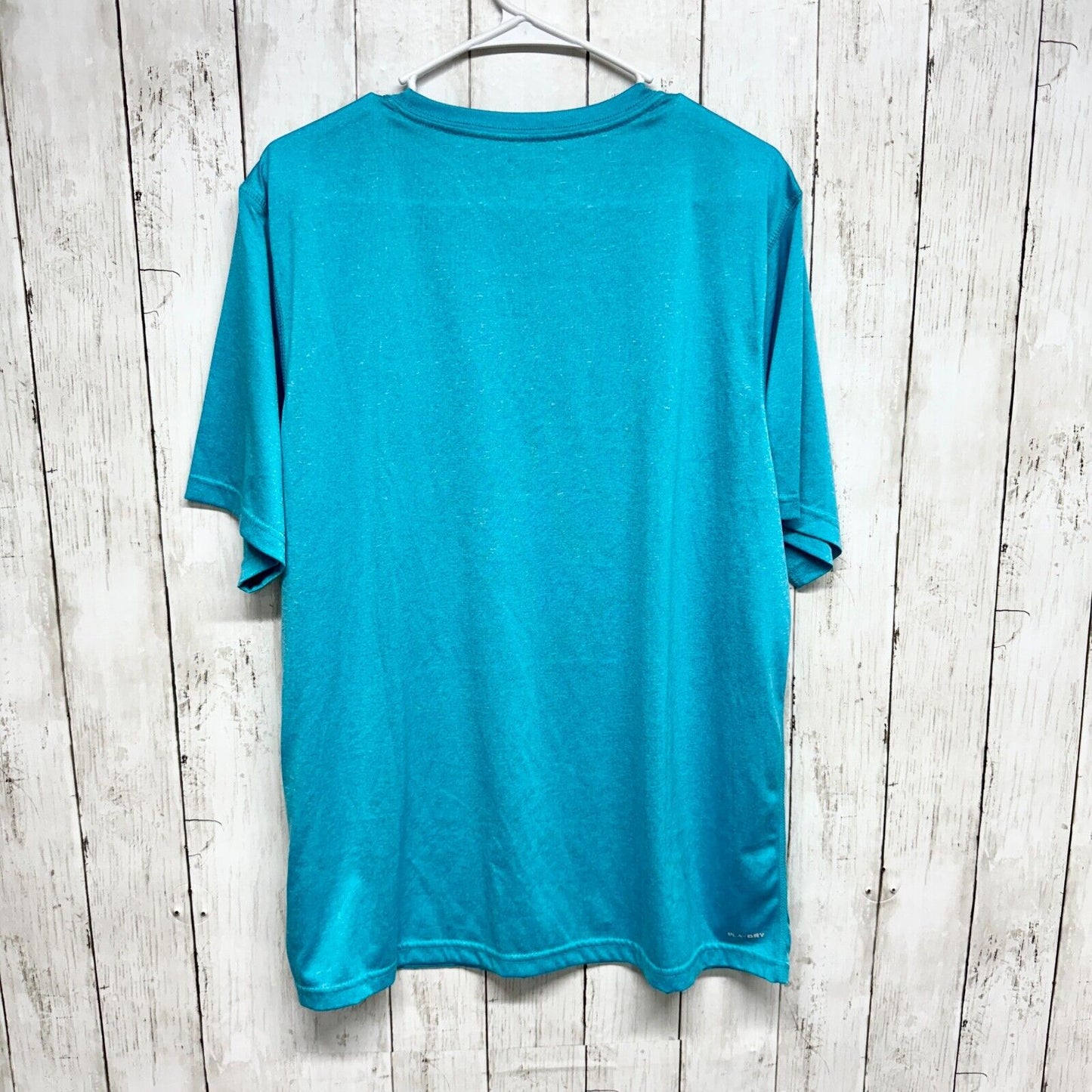 REEBOK Shirt Mens Size Large Blue Short Sleeve Polyester Athletic Fitting Hiking