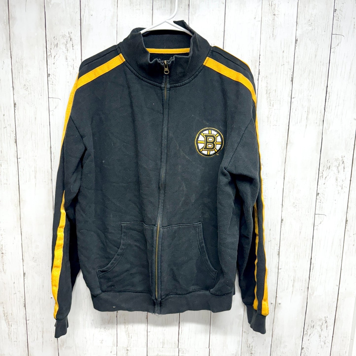 Boston Bruins Men's L G-III Full Zip Sweater Yellow Trim NHL Hockey Sportswear
