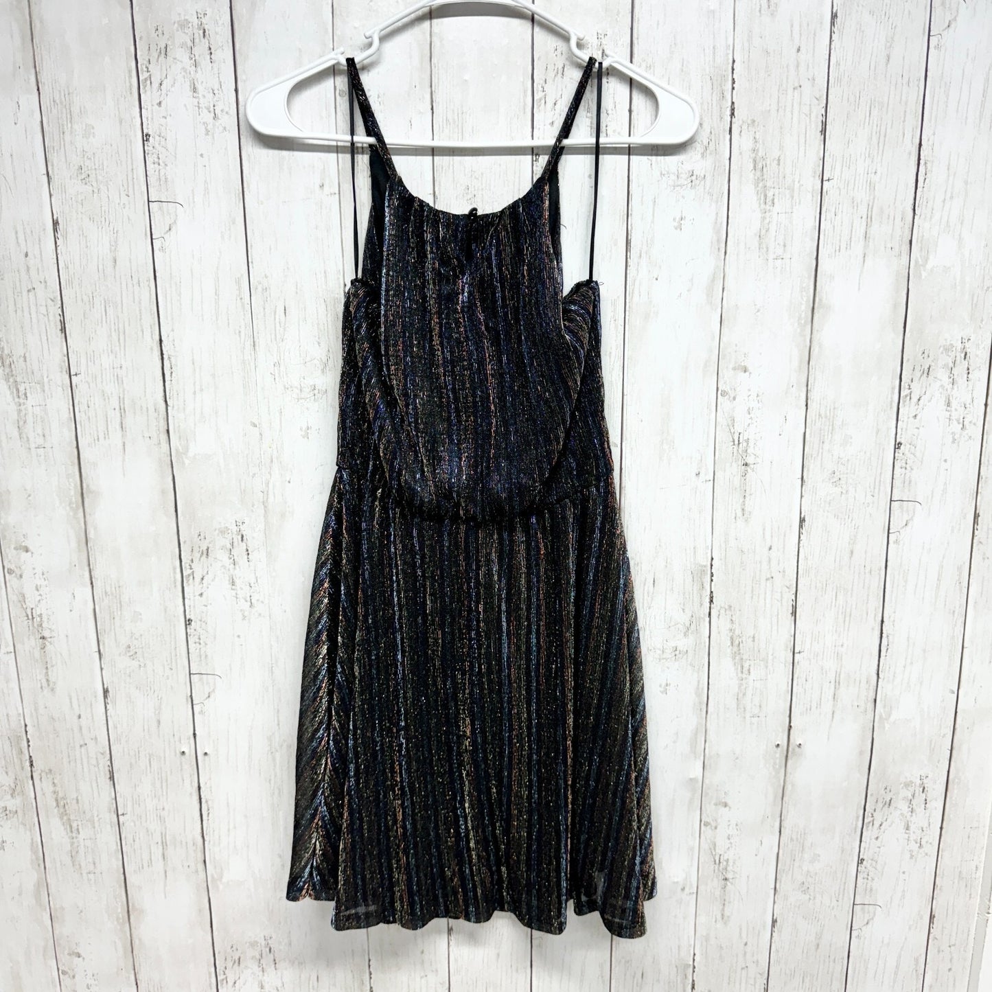 Francescas Dress Women Size XS Sparkly Spaghetti Black Gold Sparkle Cocktail NWT