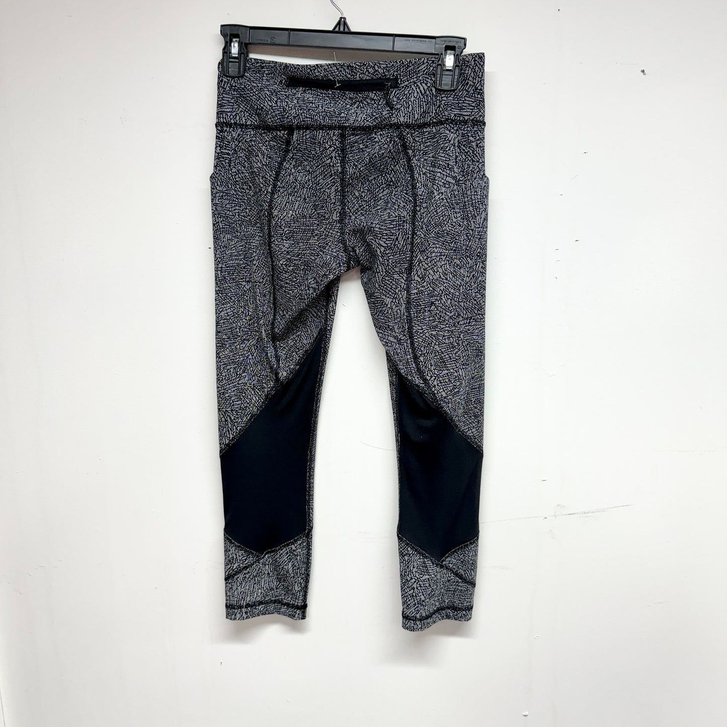 Lululemon Pace Rival Crop 23" Cross Hatch Heather Black Ice Grey / Black Size 4