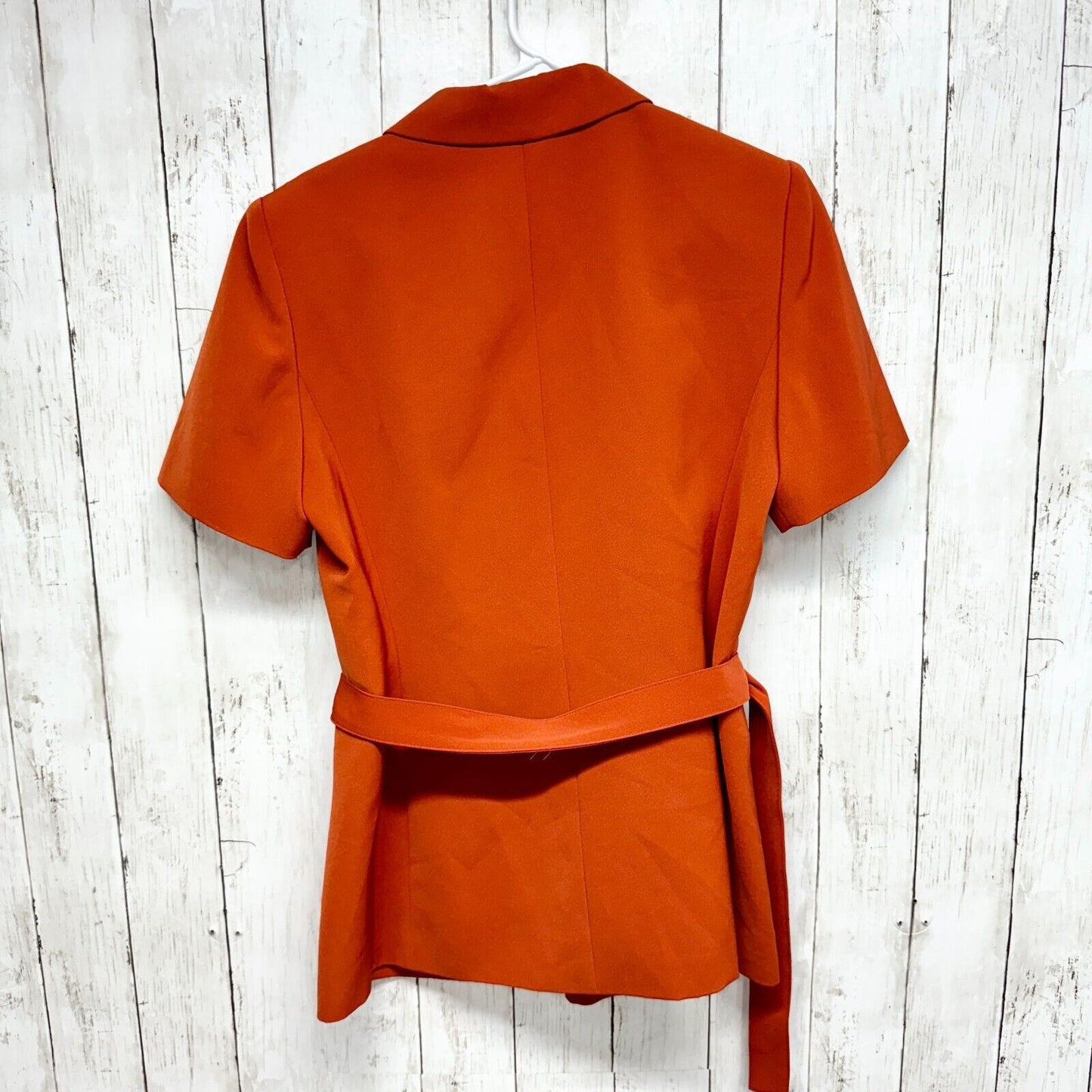 LE Suit Jacket Petite 12P Two Piece Women’s Long Skirt Suit Deep Orange Belted