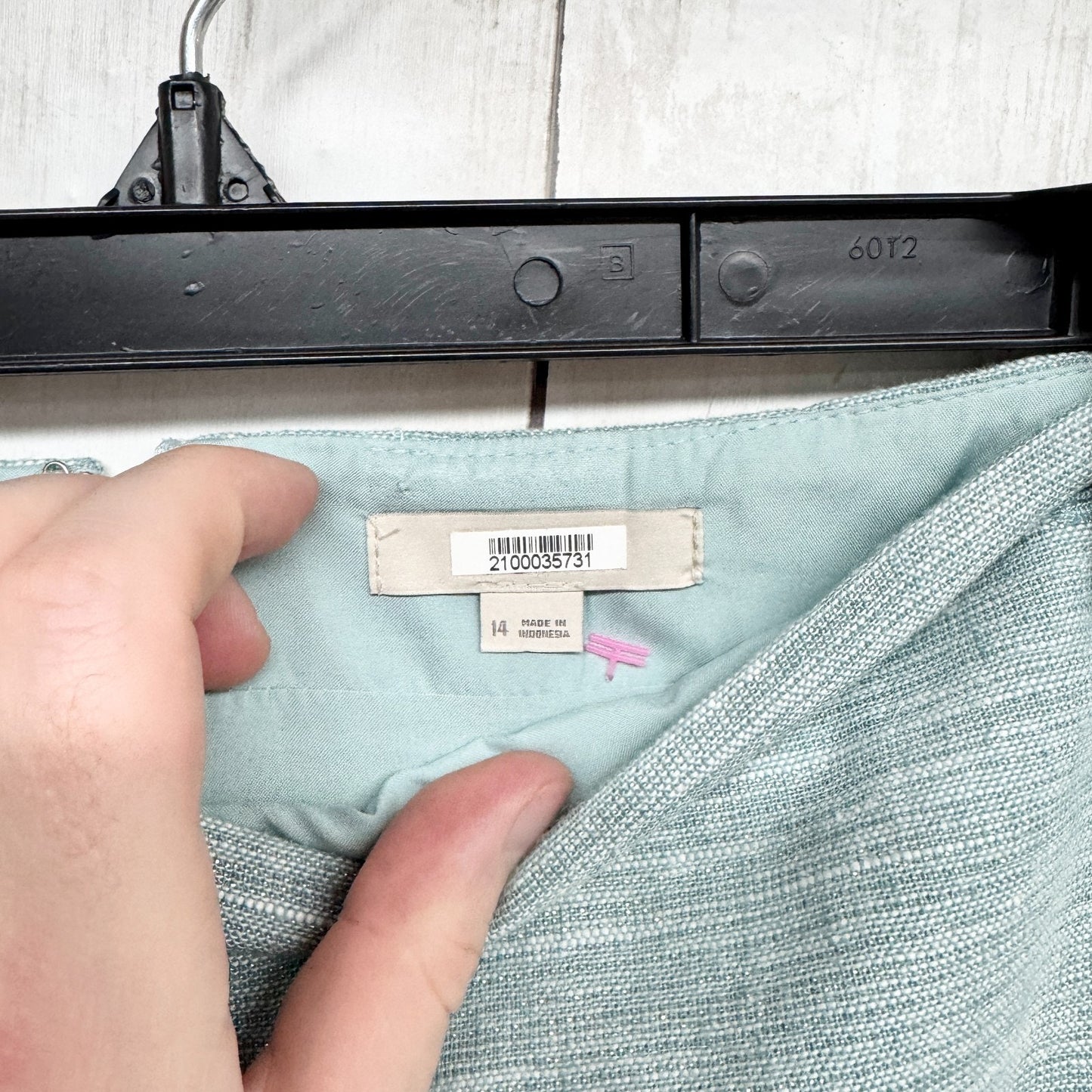 ASOS Skirt Women Size 14 Light Blue Linen Blend Mini Side Button Zip Back Preppy