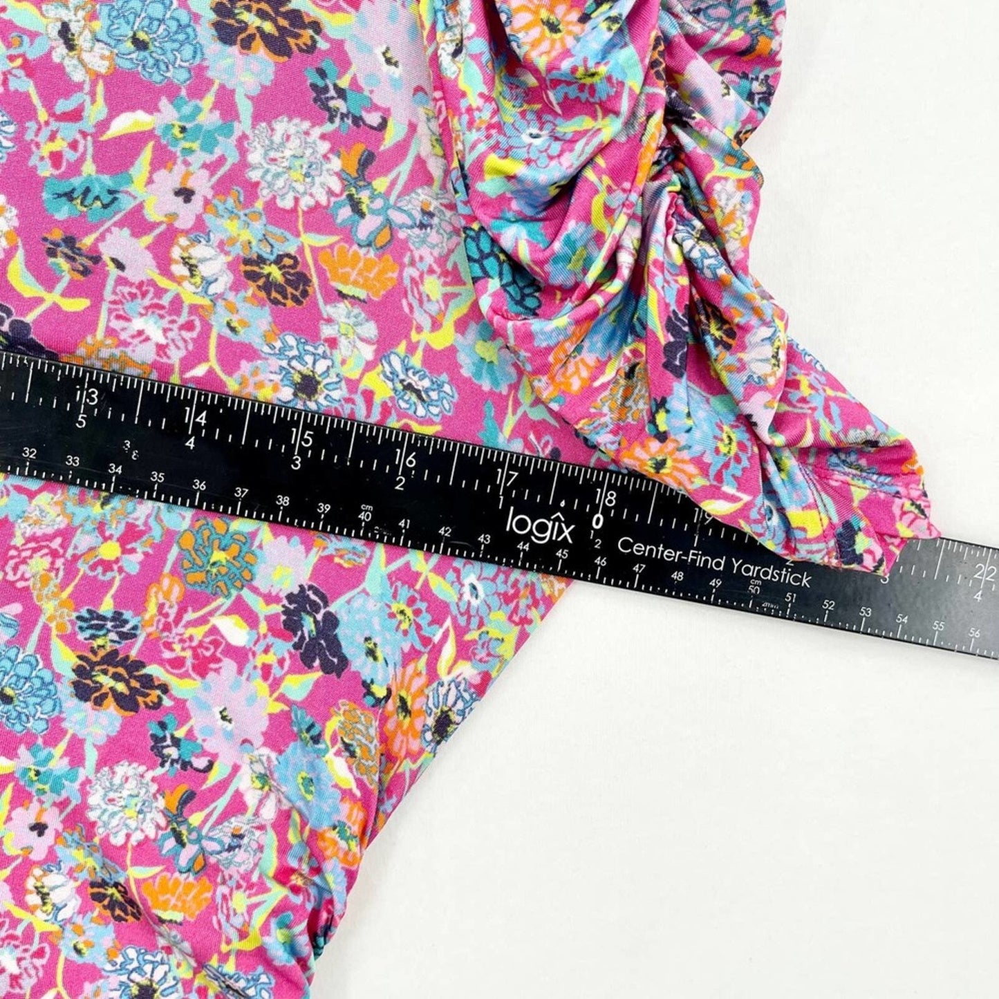 Tanya Taylor Tunic Top Chaia Pink Floral Rutched Short Sleeve Size XS