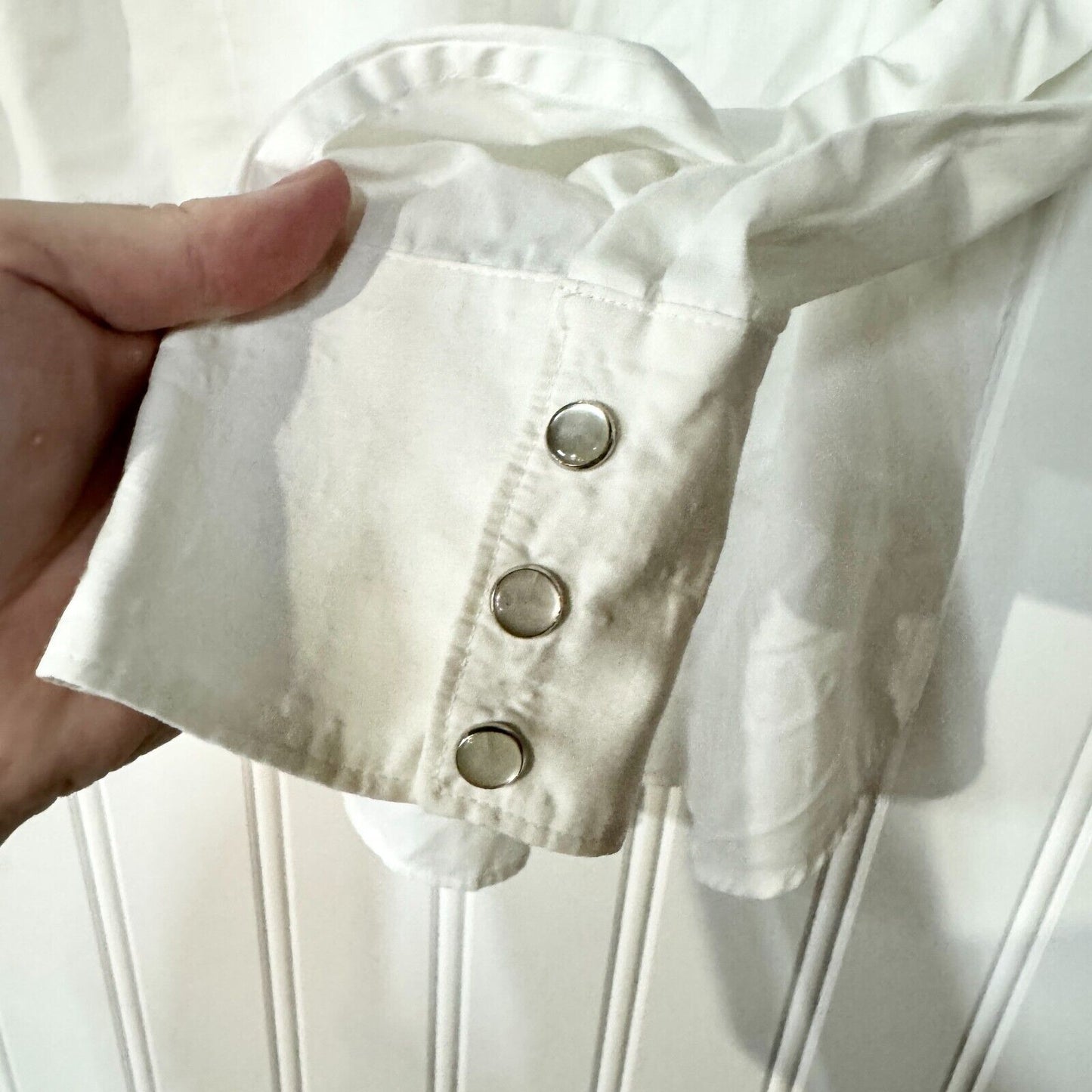Vintage Western Green & White Pearl Button Retro Button Up Size Large