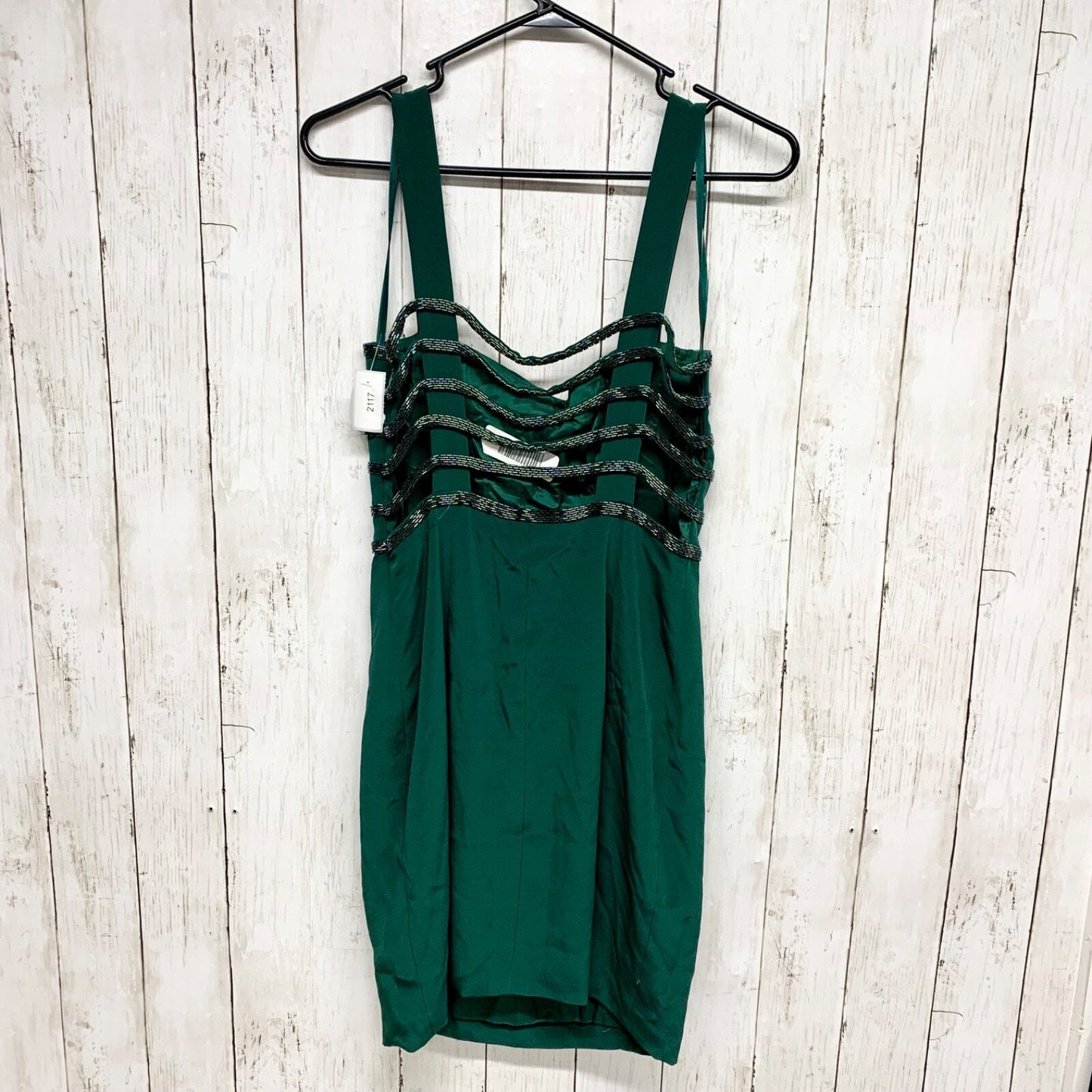 Vintage Niteline Dress Women Size 6 Sleeveless Sequin Detail Mini Emerald Green